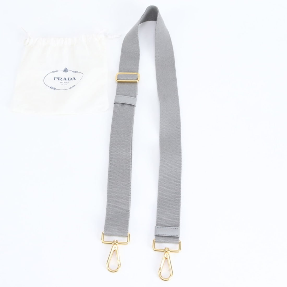 Unused Prada Canapa Shoulder Strap, Gray, for Handbag, Accessory, Gold Hardware, Men's (1 of 9)