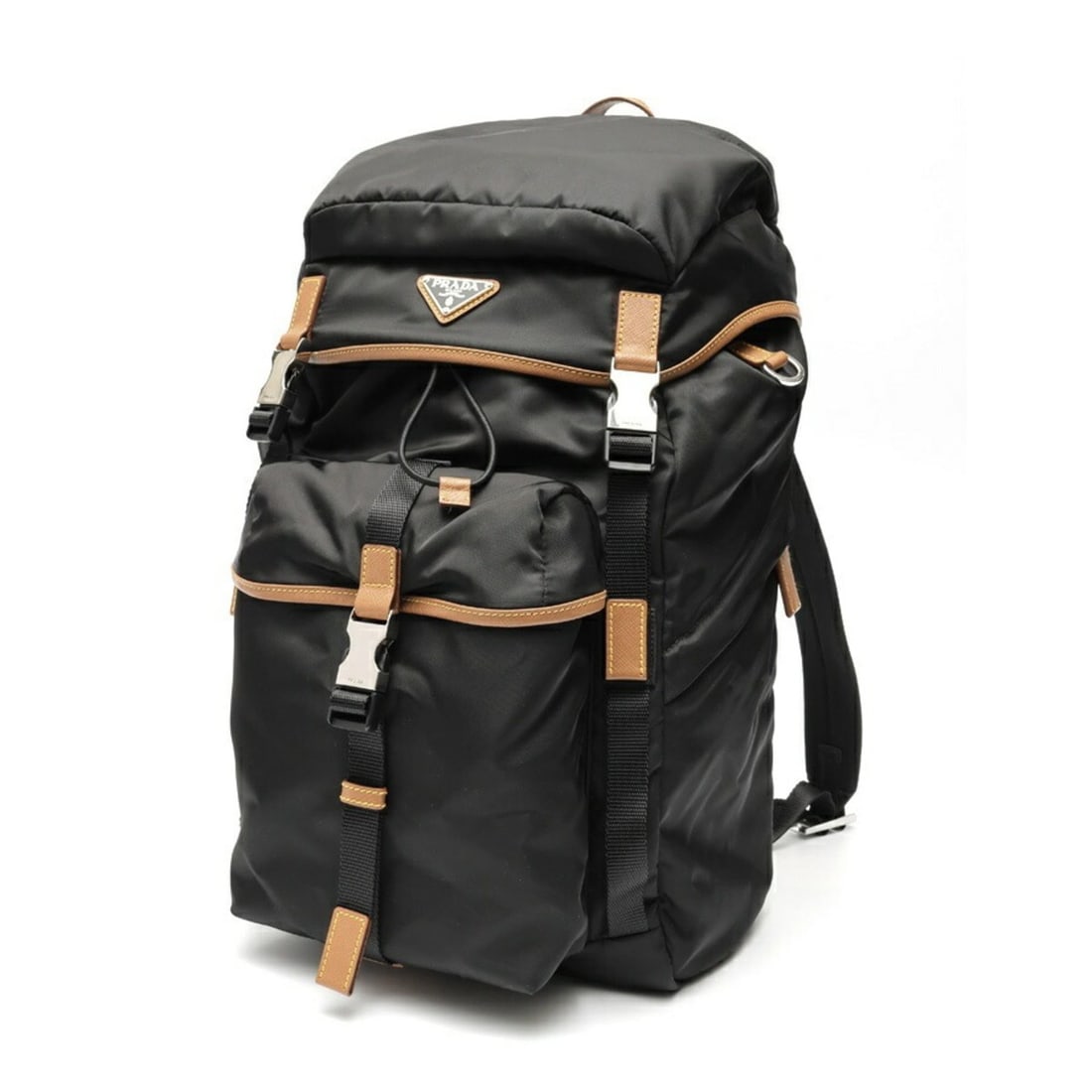 Prada PRADA Re-Nylon Saffiano Leather Backpack Rucksack 2VZ078 Nylon Black Brown (1 of 10)