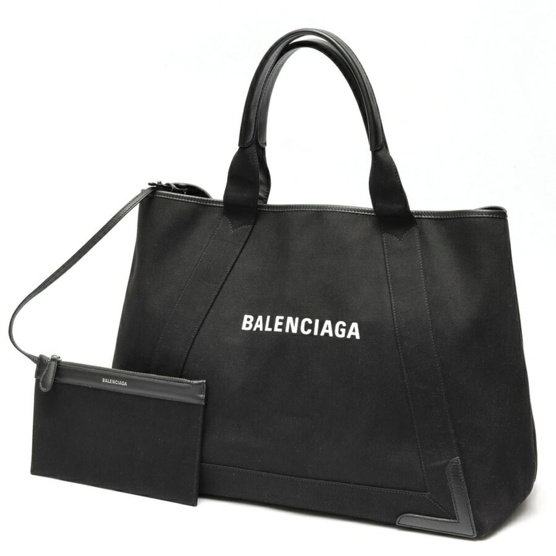 Balenciaga Navy Cabas M Tote Bag 339936, Canvas Leather, Black: --- Catalog ---Category: SizeSize (HxWxD): 33cm x 42cm x 21cm / 12.99'' x 16.53'' x 8.26''Category: DesignType: Pouch, Tote bagColor: BlackGender: WomenMaterial: Canvas , Leather Category: GeneralMPN: