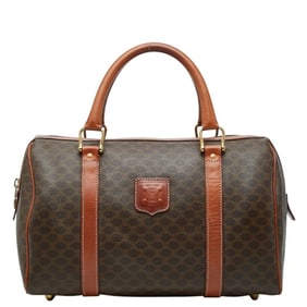 Celine Macadam Mini Boston Bag, Brown Leather, Women's CELINE