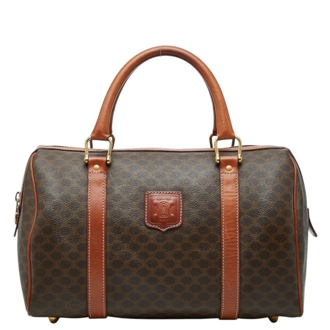 Celine Macadam Mini Boston Bag, Brown Leather, Women's CELINE: --- Catalog ---Category: SizeSize (HxWxD): 18.5cm x 31.5cm x 17cm / 7.28'' x 12.4'' x 6.69''Category: DesignType: Boston bagColor: BrownGender: WomenMaterial: PVC , Leather Category: GeneralBrand: Cel