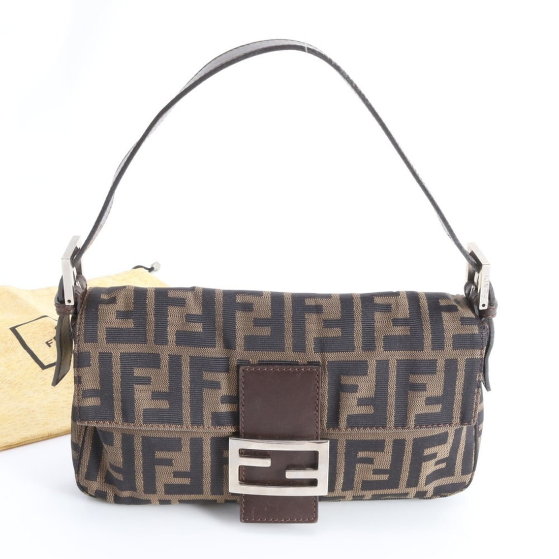 Fendi Zucca Mamma Bucket Baguette Leather Canvas Shoulder Bag, Handbag for Women: --- Catalog ---Category: SizeSize (HxWxD): 14cm x 25cm x 3cm / 5.51'' x 9.84'' x 1.18''Category: DesignType: Handbag, Shoulder bagColor: BrownGender: WomenMaterial: Leather , Canvas Category: GeneralB