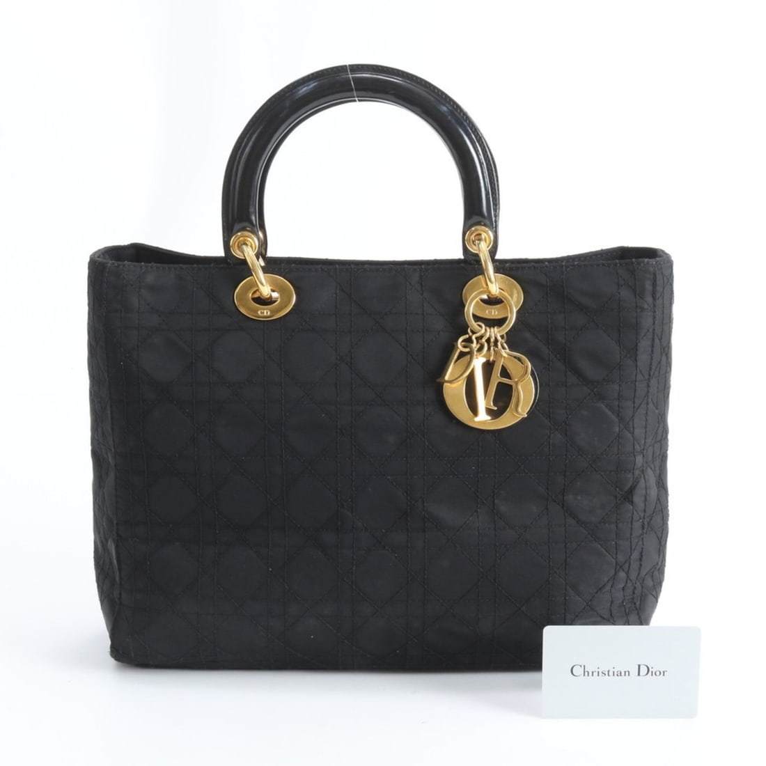 Christian Dior Cannage Lady Handbag Tote Bag (A4 size) with Guarantee Card - Women's: --- Catalog ---Category: SizeSize (HxWxD): 24cm x 33cm x 10cm / 9.44'' x 12.99'' x 3.93''Category: DesignType: Handbag, Tote bagColor: BlackGender: WomenMaterial: Leather , Nylon Category: GeneralBran