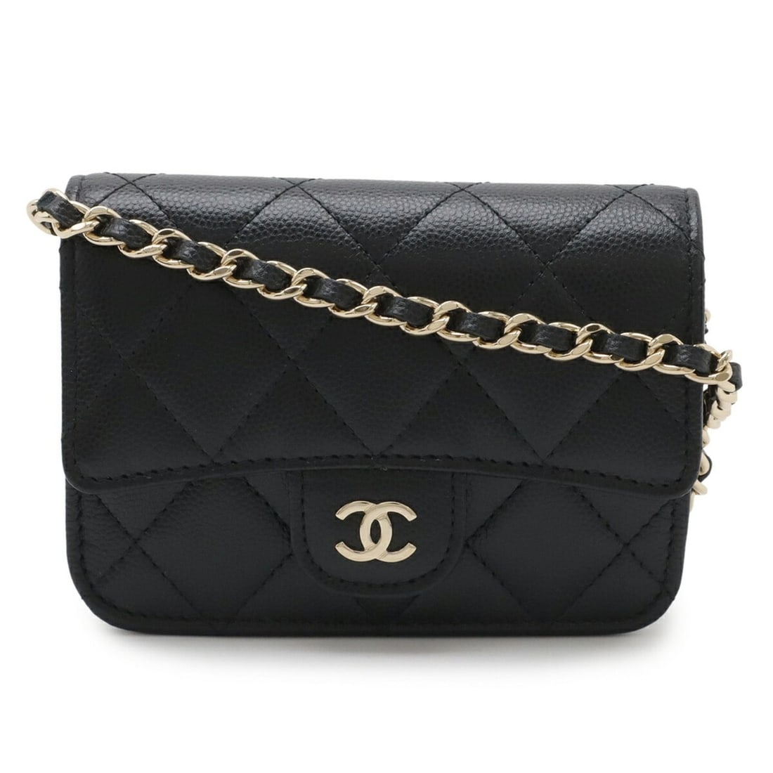 CHANEL Matelassé Coco Mark Chain Shoulder Bag, Caviar Leather, Black AP2727 (1 of 14)