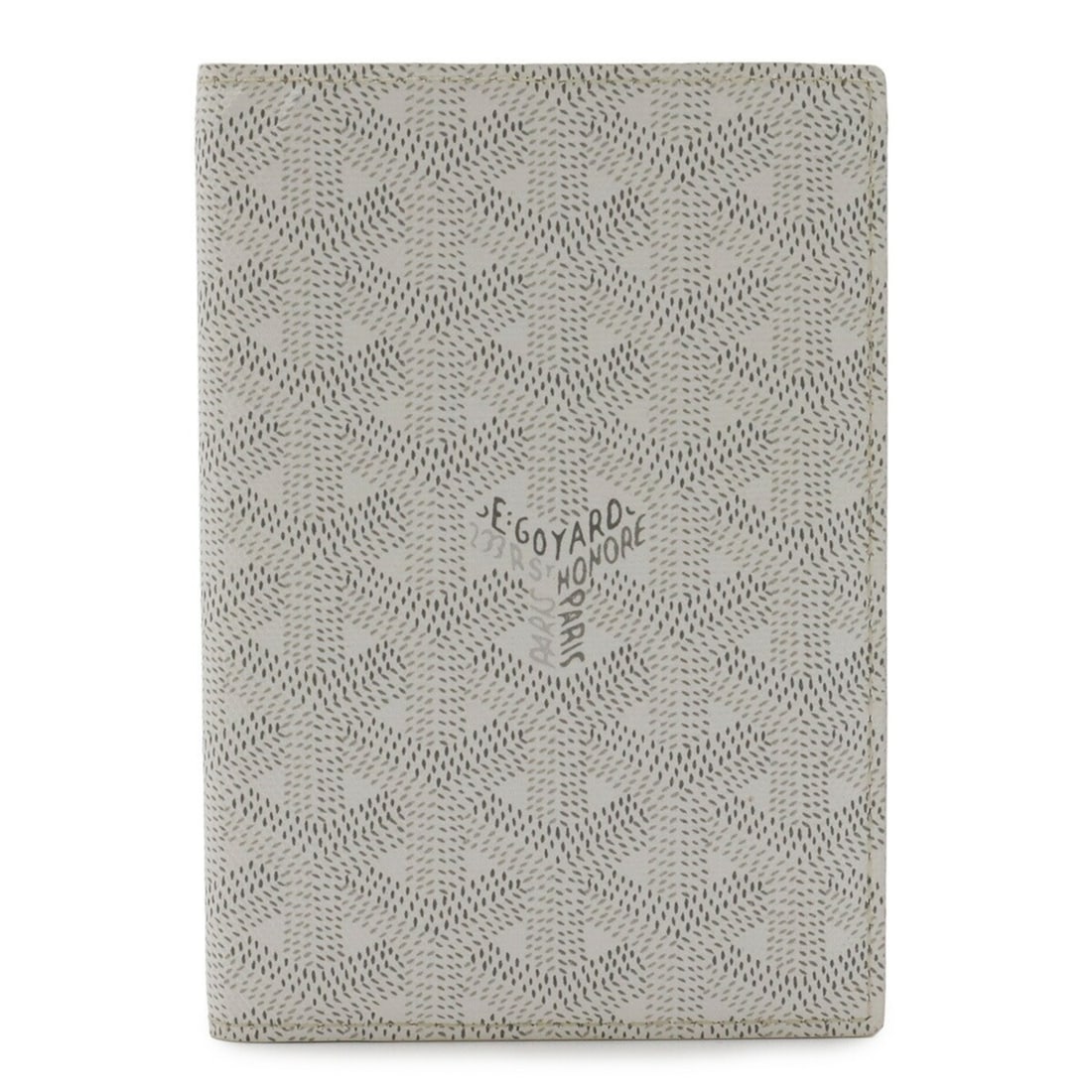 GOYARD Passport Cover/Case, Herringbone Pattern, Coated Canvas, Leather, White/Gray (1 of 13)