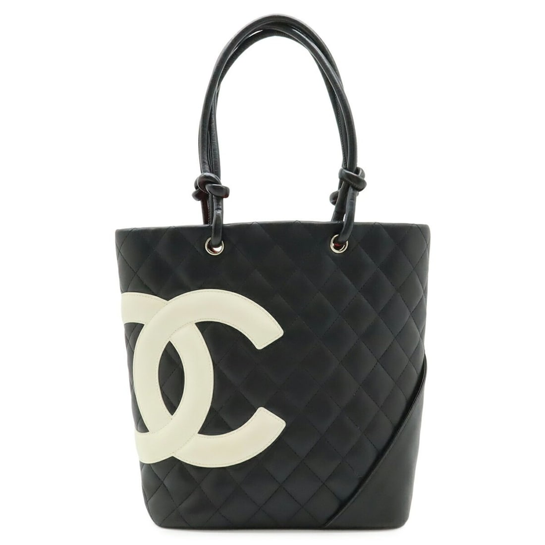 CHANEL Cambon Line Medium Tote Bag/Shoulder Bag, Soft Calf Leather, Black/White, A25167 (1 of 12)