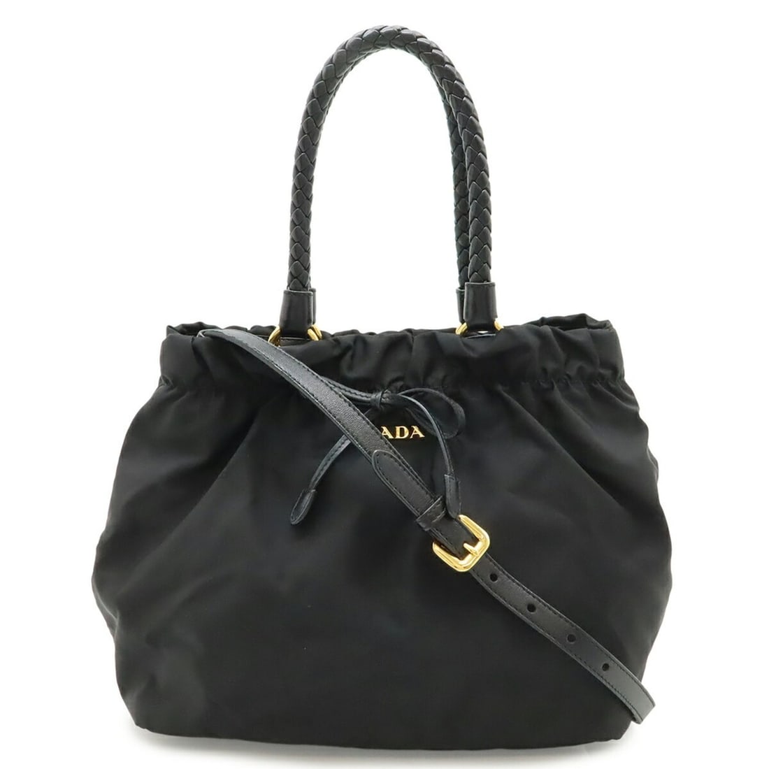 PRADA Ribbon Handbag Tote Bag Shoulder Nylon NERO Black BN1778: --- Catalog ---Category: SizeWeight: 440g / 15.52oz.Size (HxWxD): 24cm x 27cm x 16.5cm / 9.44'' x 10.62'' x 6.49''Strap Length: 98cm / 38.58''Category: DesignType: Handbag, Shoulder bag, Tote bagColor