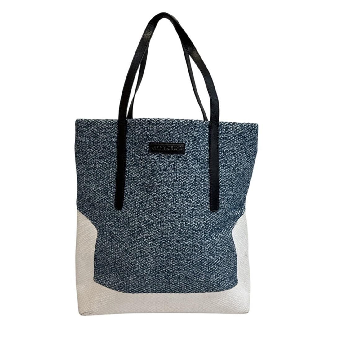 JIMMY CHOO Shoulder Bag Tote Blue: --- Catalog ---Category: SizeSize (HxWxD): 40.5cm x 40cm x 10cm / 15.94'' x 15.74'' x 3.93''Category: DesignType: Shoulder bag, Tote bagColor: Black, Blue, WhiteGender: Women,MenMaterial: Cotton , Den