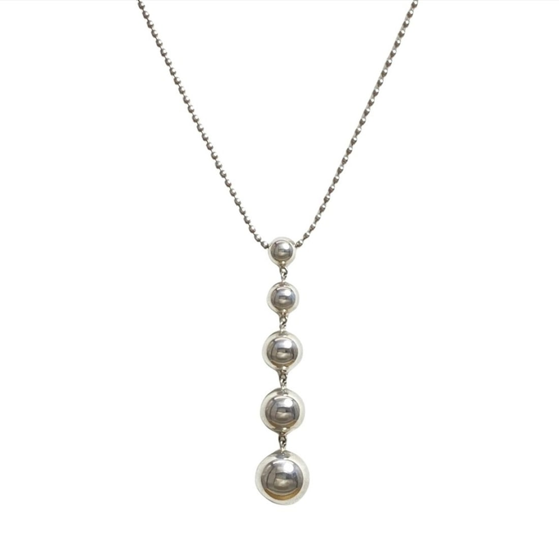 Tiffany & Co. Hardware Ball 5-strand Drop Necklace, SV925, 7.6g, Silver, Women's.: --- Catalog ---Category: SizePendant Size: 48mm x 10mm / 1.88'' x 0.39''Neck Circumference: 40.5 cm / 15.94''Category: DesignColor: SilverGender: WomenMaterial: Silver 925Necklace Type: