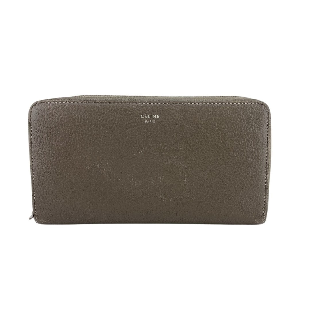 CELINE Celine Round Zipper Logo Long Wallet, Gray: --- Catalog ---Category: SizeSize (HxWxD): 10.5cm x 19.5cm / 4.13'' x 7.67''Category: DesignType: Long wallet (bi-fold)Color: Gray, YellowGender: WomenMaterial: Leather Category: GeneralBrand: Celine-