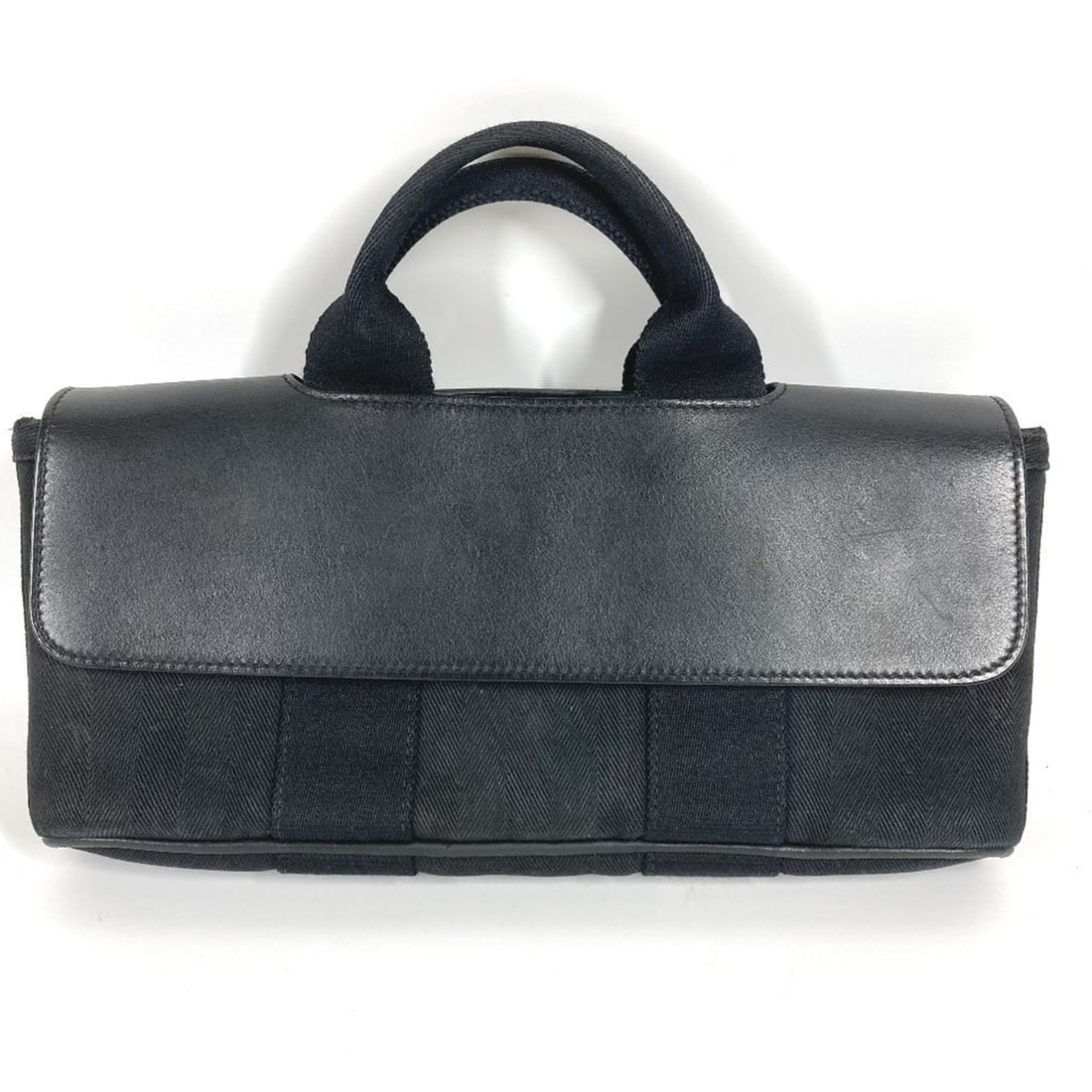 HERMES Valparaiso Long PM Tote Bag, Canvas and Leather, Men's Women's, Black: --- Catalog ---Category: SizeSize (HxWxD): 14cm x 30cm x 5cm / 5.51'' x 11.81'' x 1.96''Category: DesignType: Handbag, Tote bagColor: BlackGender: Men,Women,UnisexMaterial: Canvas , Leather Category: