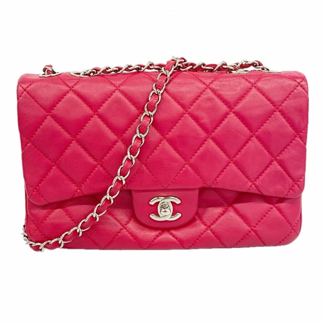 Chanel Matelassé Chain Shoulder Bag, Lambskin, Pink, Women's (1 of 14)