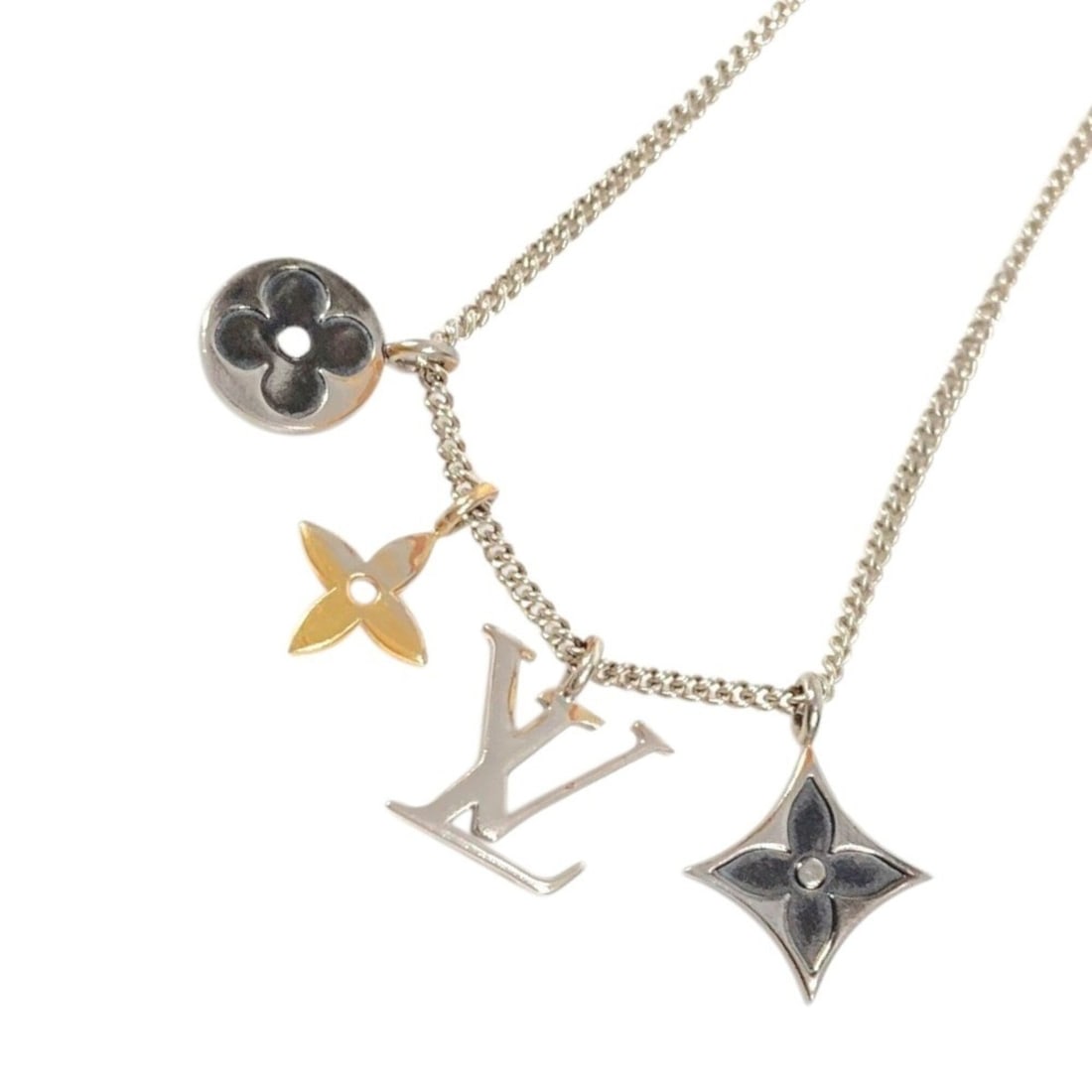 LOUIS VUITTON M00521 Pendant LV Instinct Accessory Chain Necklace Metal Men's Women's Silver (1 of 16)