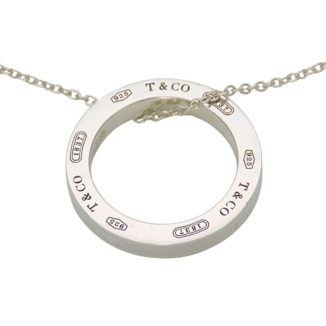 Tiffany & Co. 1837 Circle Necklace, Sterling Silver 925, Women's.: --- Catalog ---Category: SizeWeight: 3.8g / 0.13oz.Stone Size (HxW): 17.60mm x 17.60mm / 0.69'' x 0.69''Neck Circumference: 41 cm / 16.14''Category: DesignColor: SilverGender: WomenMaterial: Silver 92