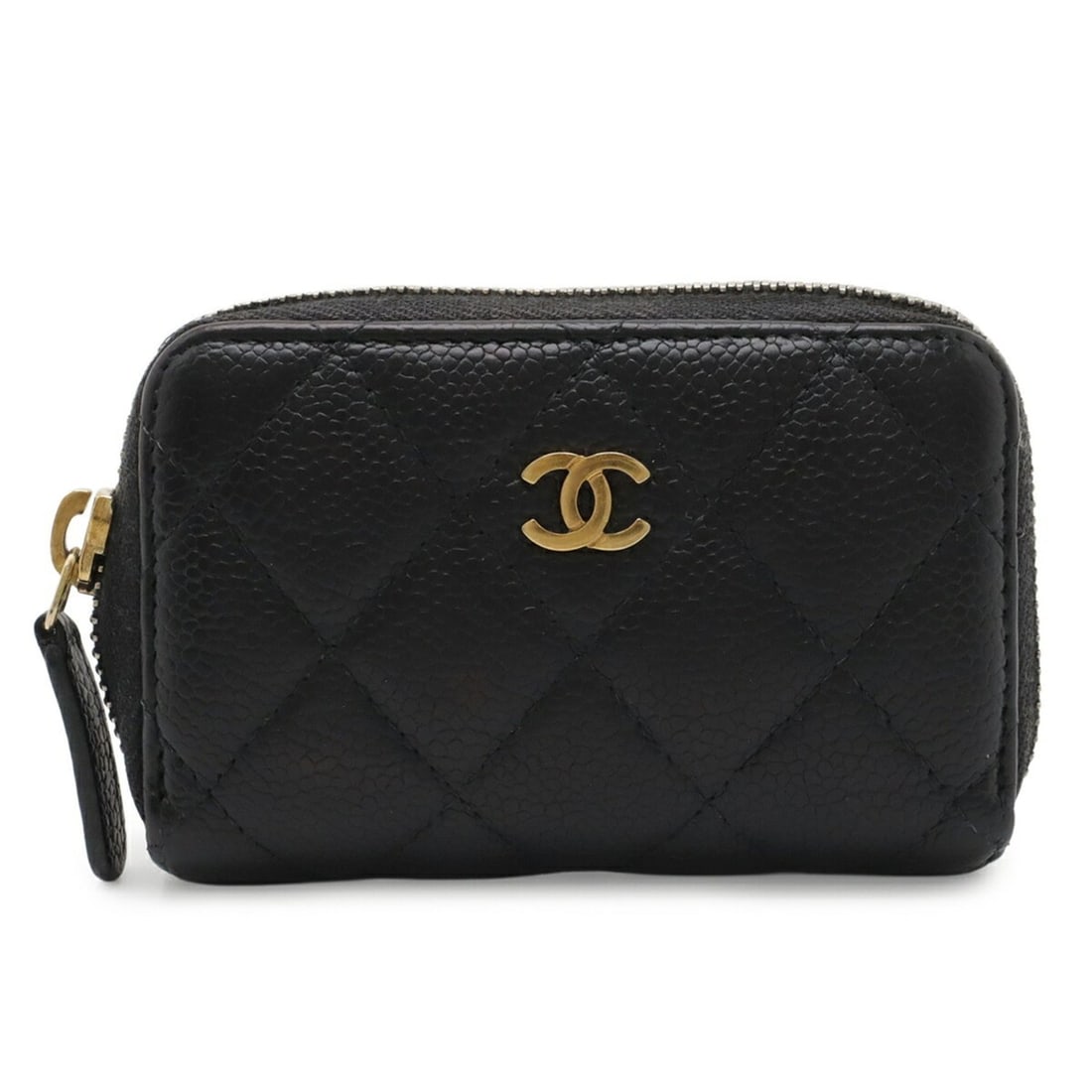 CHANEL Matelassé Coco Mark Wallet/Coin Purse, Caviar Leather, Black, A69271 (1 of 10)