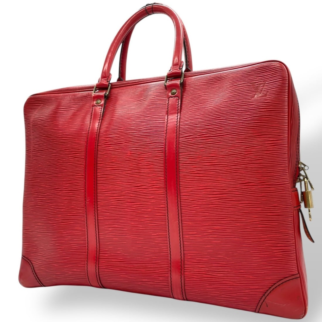 Louis Vuitton Epi Briefcase Business Bag Handbag Leather Red Gold Hardware Men's Women's B (1 of 20)