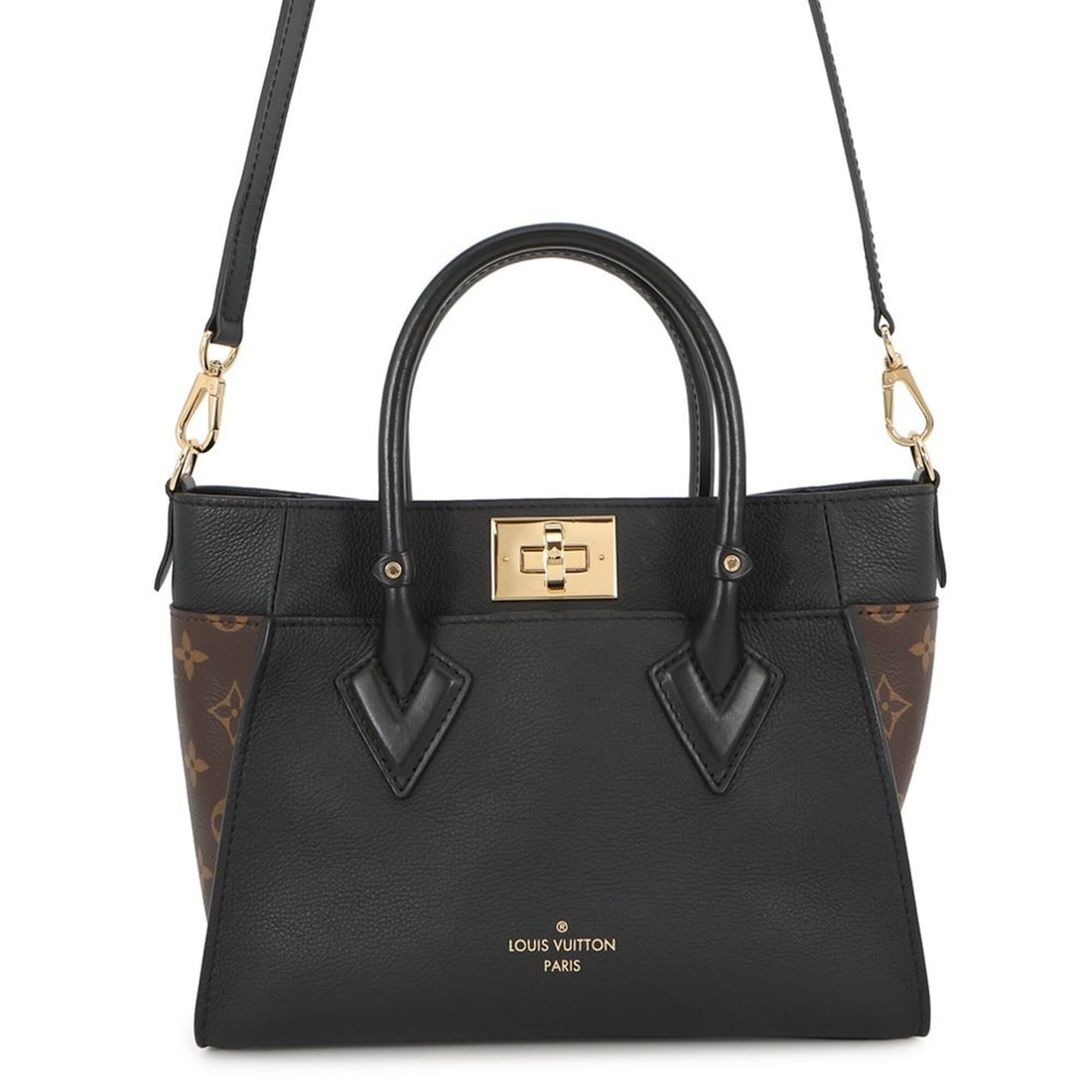 Louis Vuitton Monogram Calf Leather Handbag On My Side PM M57728 2-way Shoulder Bag Black. Women's (1 of 18)