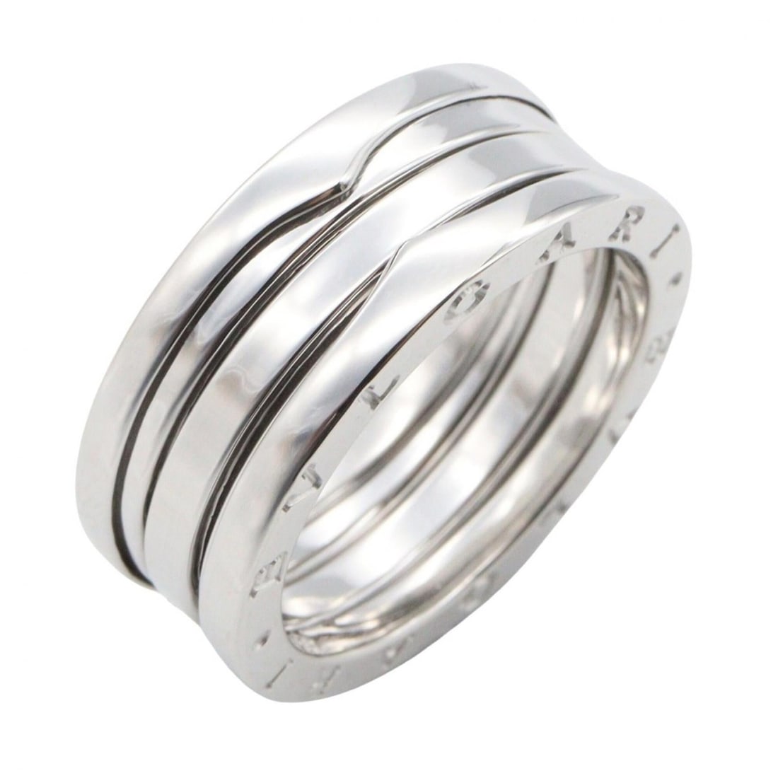 BVLGARI B-zero1 Ring, 3-band ring, 18KWG (white gold), men's and women's, silver-toned. (1 of 16)