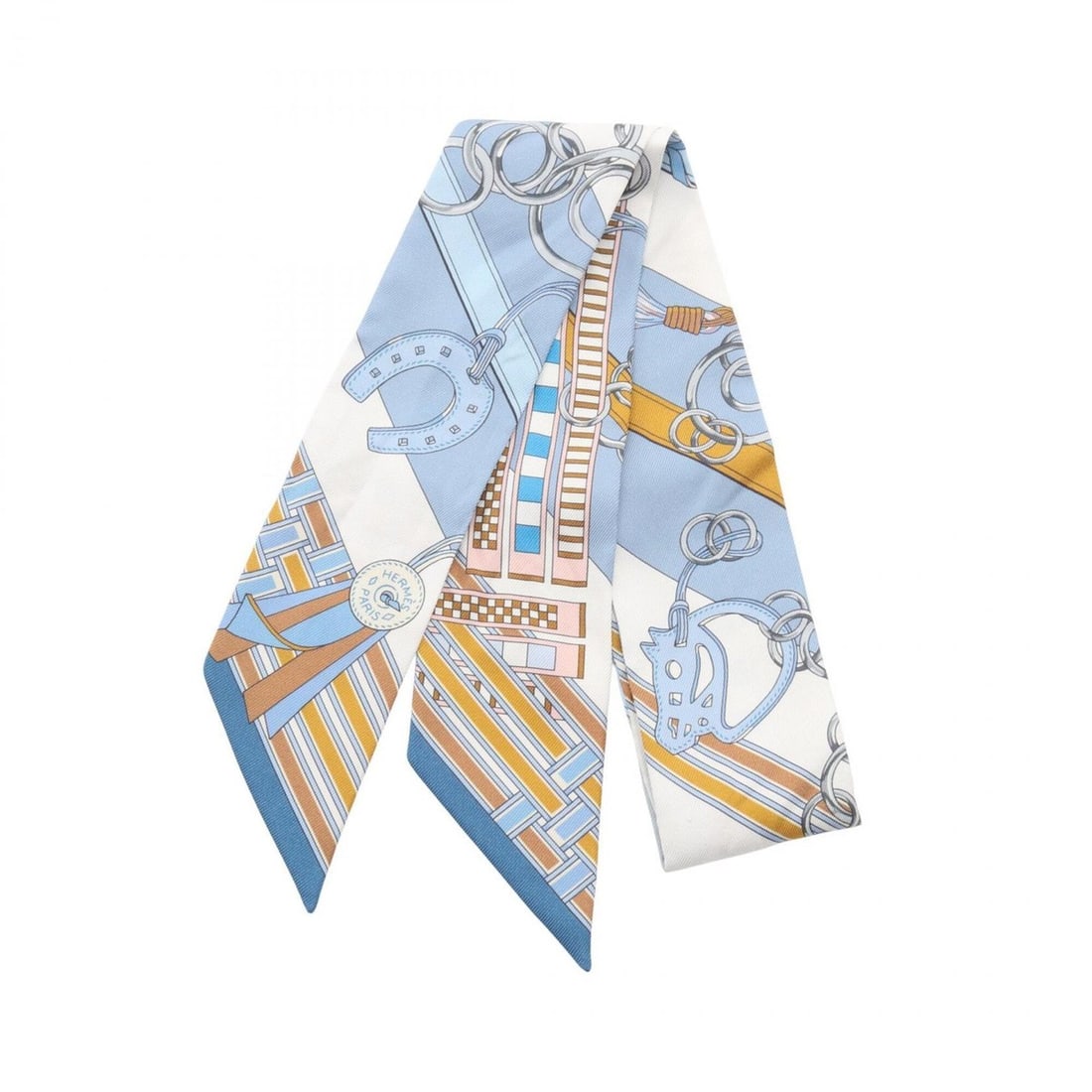 Hermes Twilly Brides et Gris-Gris Scarf/Muffler, Silk, Women's, Blue/Multicolor (1 of 19)