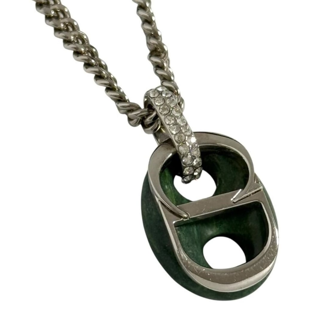 Christian Dior Dior Men's CD Icon Pendant Necklace, Jade Stone: --- Catalog ---Category: SizeNeck Circumference: 52 cm - 56 cm / 20.47'' - 22.04''Category: DesignGender: MenMaterial: Metal, RhinestoneNecklace Type: Pendant necklaceCategory: GeneralBrand: Christian