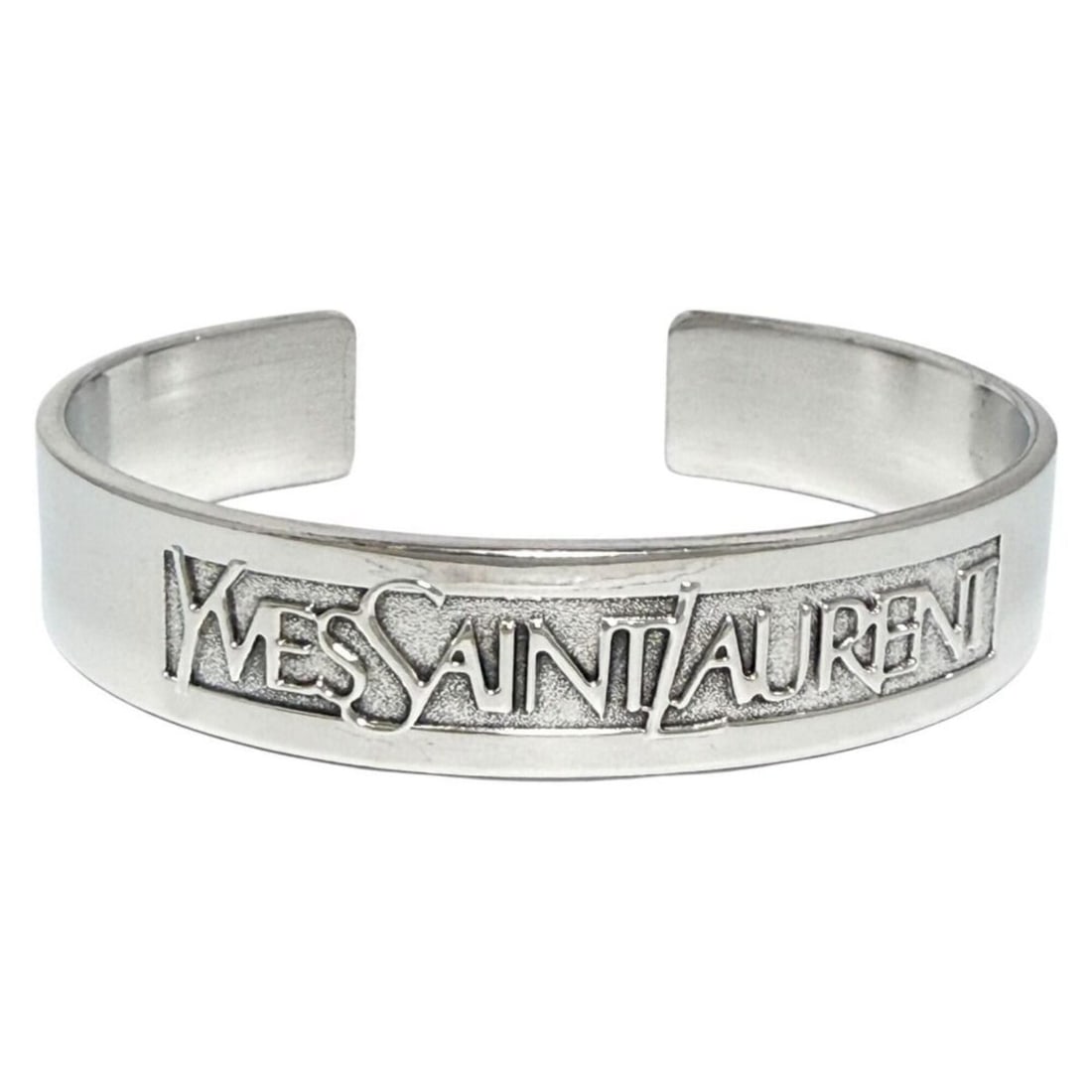 Saint Laurent unisex bangle/cuff bracelet, silver.: --- Catalog ---Category: SizeLength: 18.5cm / 7.28''Category: DesignType: BangleGender: Women,MenMaterial: Silver 925Category: GeneralBrand: Saint Laurent--- Item List ---Section: ConditionRanking: Ra