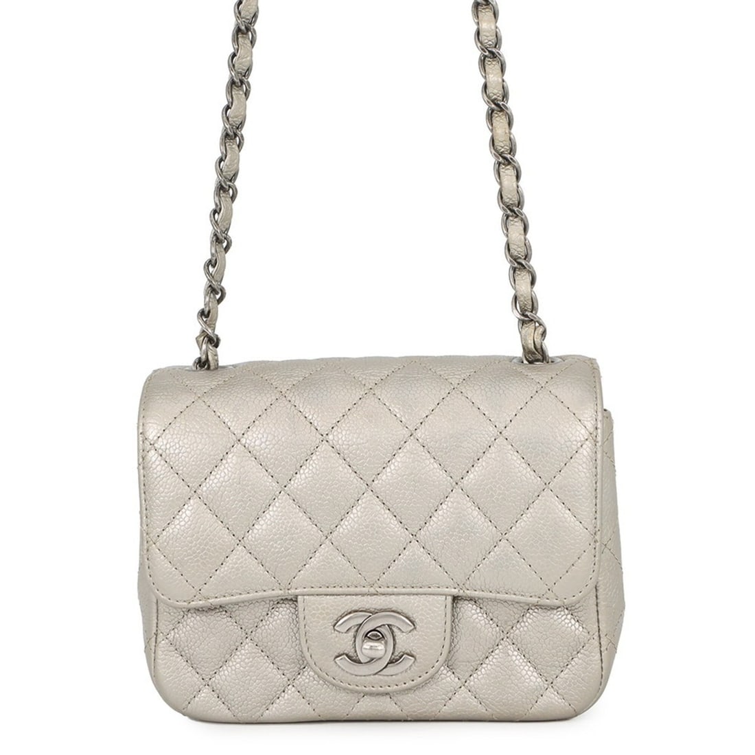 Chanel Chain Shoulder Bag Mini Matelassé Coco Mark Caviar Skin A35200 CHANEL Handbag Women's: --- Catalog ---Category: SizeWeight: 430g / 15.16oz.Size (HxWxD): 13cm x 17cm x 8cm / 5.11'' x 6.69'' x 3.14''Strap Length: 110cm / 43.3''Category: DesignType: Handbag, Shoulder bagColor: SilverGender
