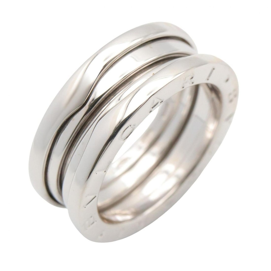 BVLGARI B-zero1 Ring, 3-band ring, 18KWG (white gold), men's and women's, silver-toned. (1 of 8)