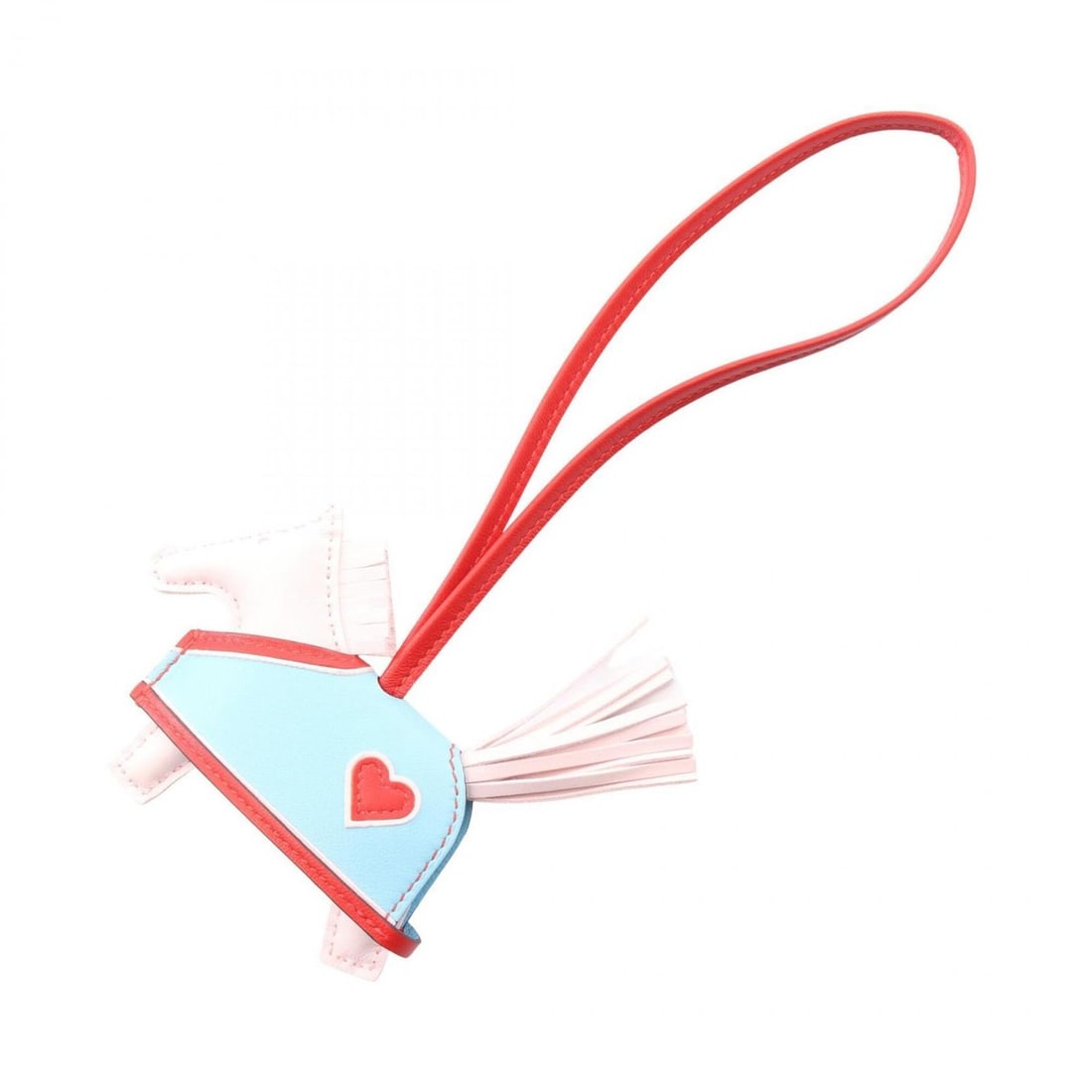 Hermes Rodeo PM Robeo Coeur Charm Accessory, Agneau Milo Leather, Veau Swift Pink, Blue, Red. (1 of 10)