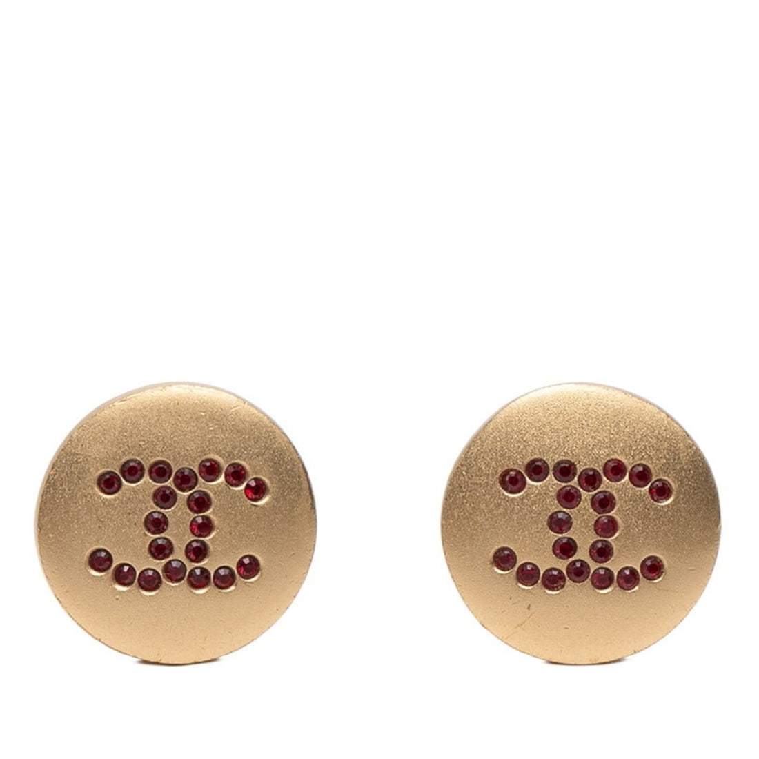 Chanel Coco Mark Earrings, Gold and Red Plated Rhinestones, Women's CHANEL (1 of 9)