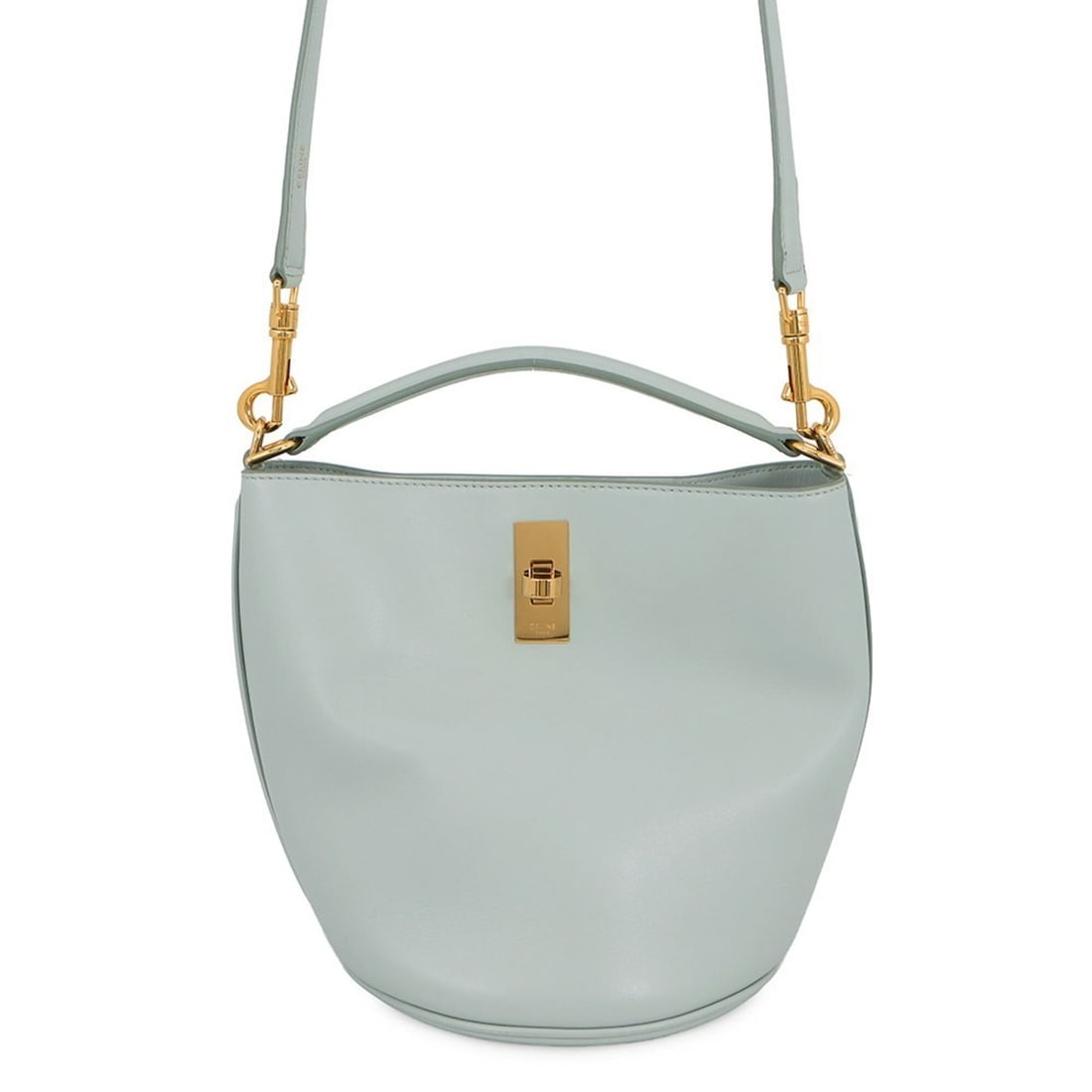 Celine Teen Bucket 16 Seize Calf Leather Handbag 197573CR4 CELINE 2-way: --- Catalog ---Category: SizeSize (HxWxD): 19cm x 16cm x 16cm / 7.48'' x 6.29'' x 6.29''Category: DesignType: HandbagColor: BlueGender: WomenMaterial: Leather Outer Pocket: Turn lock Category: General