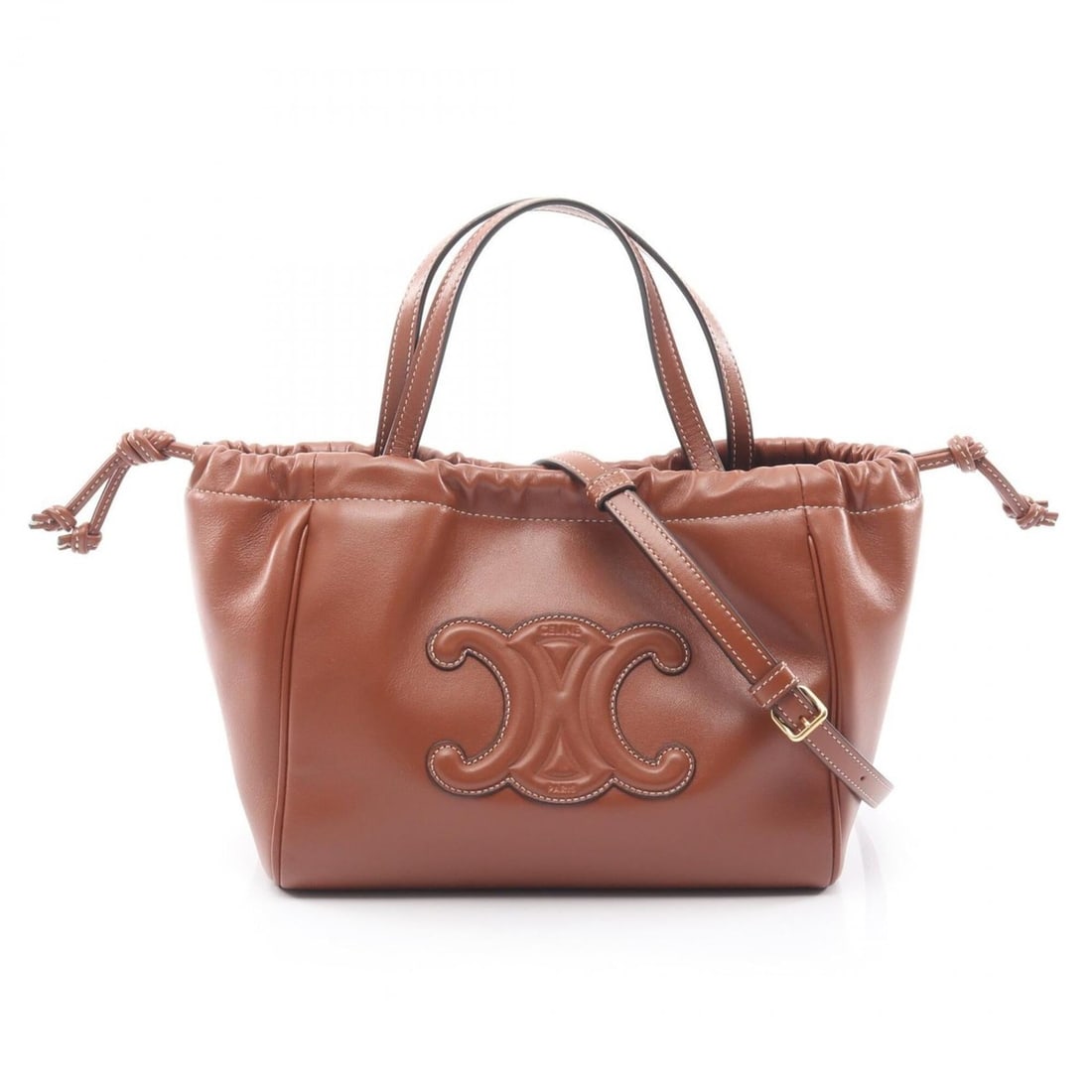 Celine Cuir Triomphe Small Cabas Drawstring 2-Way Handbag, Leather, Women's, Brown, 111013: --- Catalog ---Category: SizeSize (HxWxD): 17cm x 22cm x 12cm / 6.69'' x 8.66'' x 4.72''Category: DesignType: HandbagColor: BrownGender: WomenMaterial: Leather Category: GeneralMPN: 111013Brand: Celin