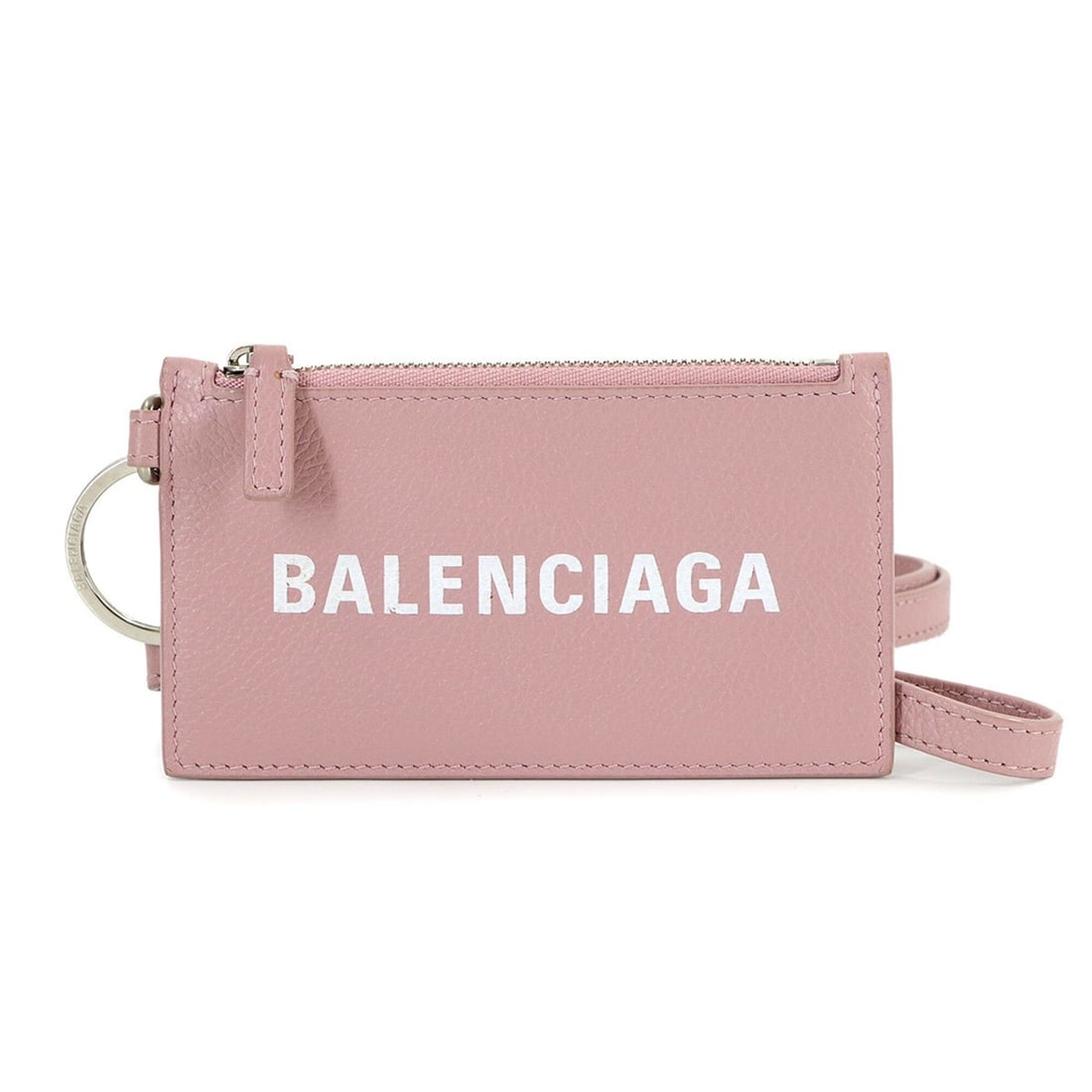 Balenciaga Keyring Card Case/Card Holder/Coin Purse, Leather, Pink, 594548, Silver Hardware (1 of 10)
