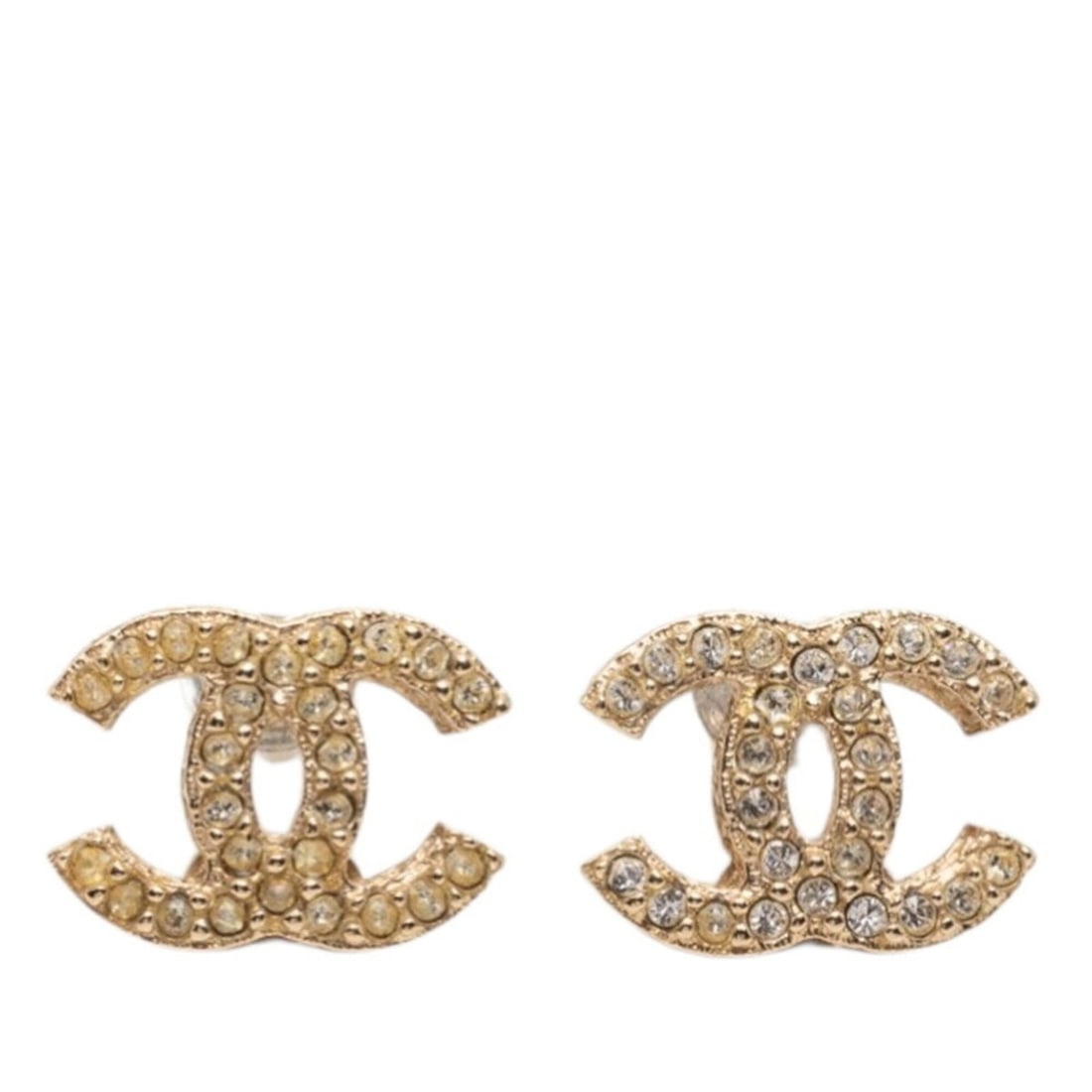Chanel Coco Mark Rhinestone Earrings, Champagne Gold Plated, Women's CHANEL (1 of 13)