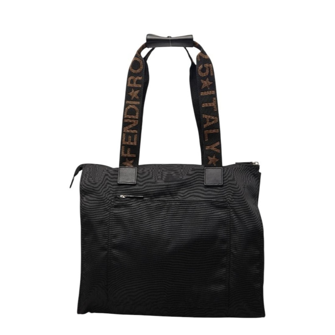 Fendi Logo Tote Bag Handbag 26680 Black Nylon Canvas Women's FENDI (1 of 18)