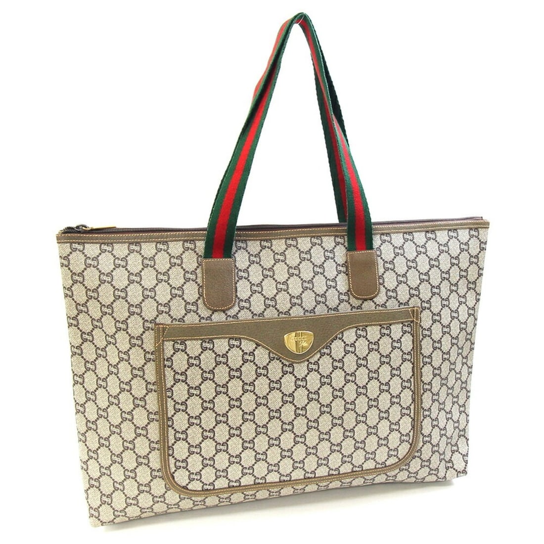 Gucci Tote Bag, Plus, Beige Brown Leather, Old GG Sherry Line Shoulder Style, Women's GUCCI (1 of 10)