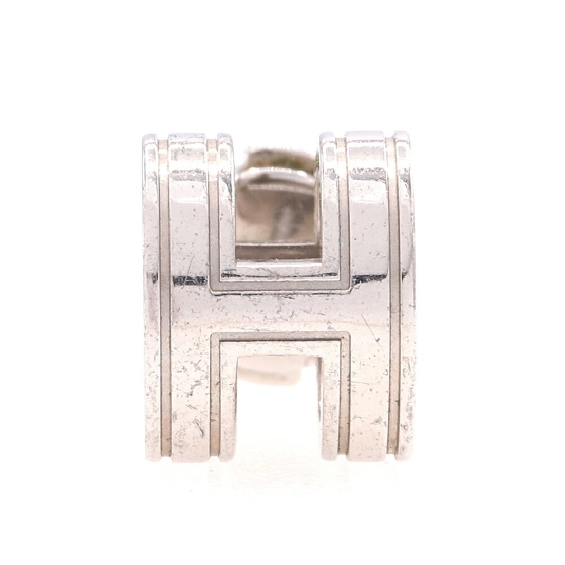 Hermes Pop H Single Earring, Silver Metal, Women's (1 of 9)