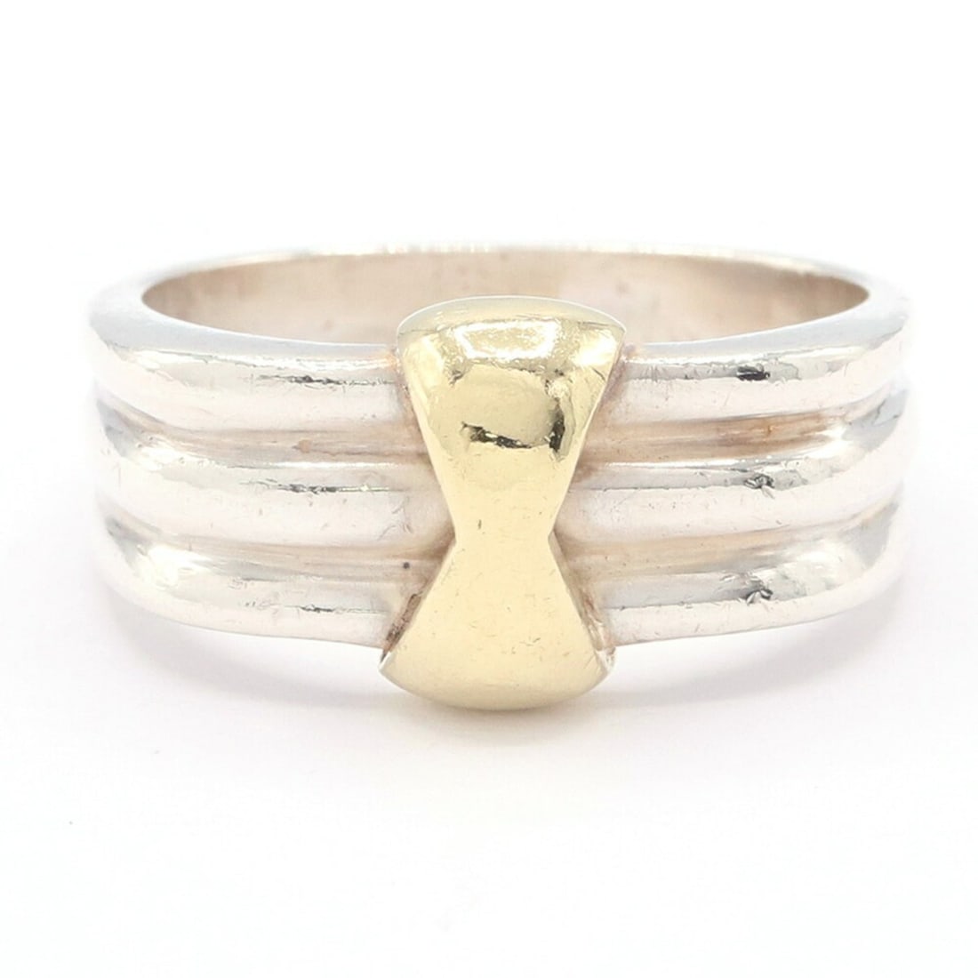 Tiffany & Co. Ring, Sterling Silver 925 Yellow Gold, Old Style Combination, Women's Ring: --- Catalog ---Category: SizeWidth: 4.7mm / 0.19''Weight: 6.6g / 0.23oz.JP Size: 14US Size: 7Category: DesignType: Band ringGender: WomenMaterial: Sterling silver 925, Yellow gold (18K)Category: