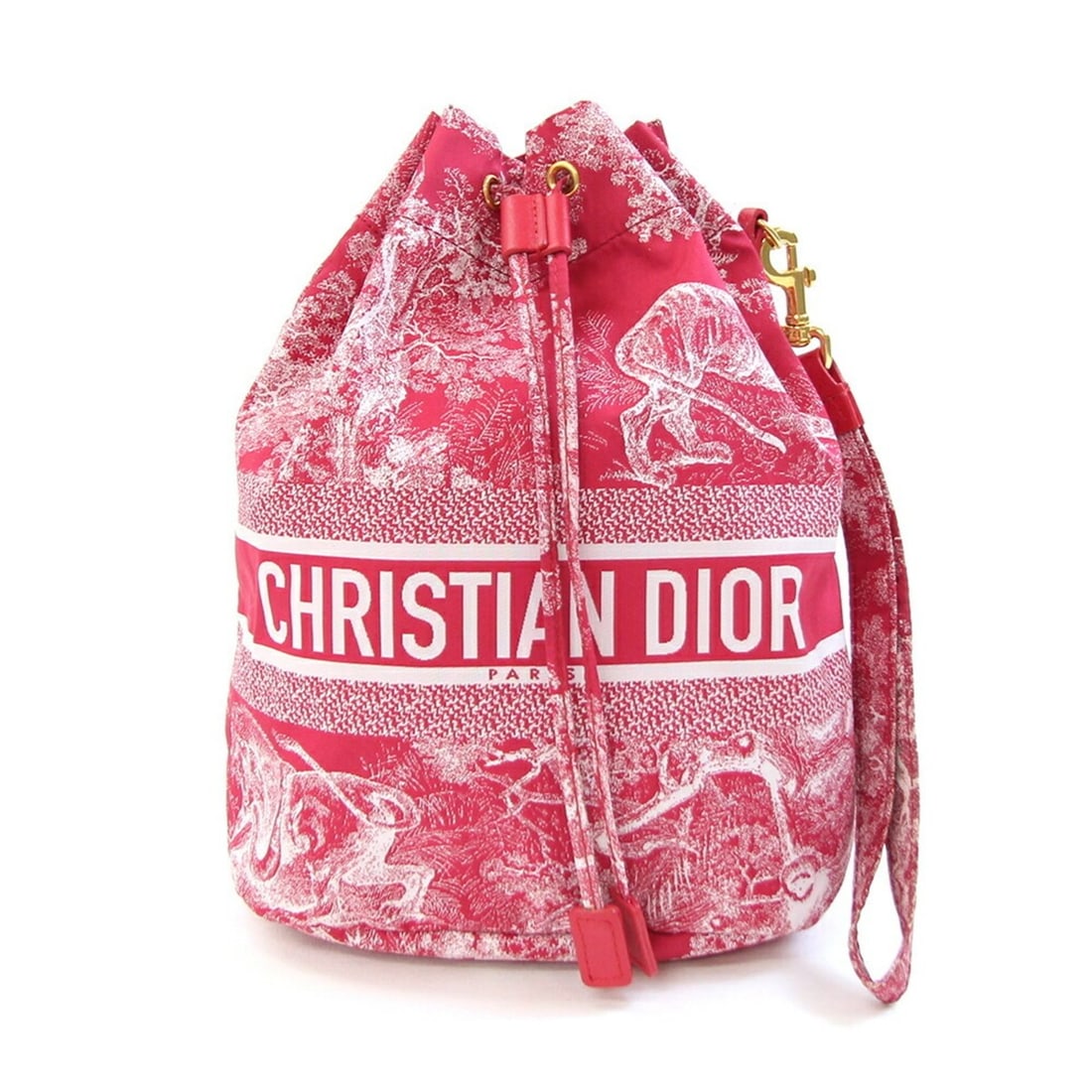 Christian Dior Dior handbag pouch, Toile de Jouy, S5452UTEU 929U, pink and red nylon leather, with: --- Catalog ---Category: SizeSize (HxWxD): 21.5cm x 15.5cm x 10.5cm / 8.46'' x 6.1'' x 4.13''Category: DesignType: HandbagColor: Pink redGender: WomenMaterial: Nylon , Leather Category: GeneralBrand: