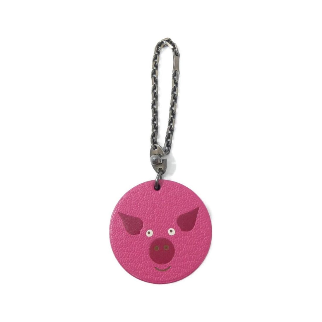 Hermes PIG Keychain: --- Catalog ---Category: DesignType: KeyringColor: Rose shockingGender: Women,MenMaterial: Chevre leatherCategory: GeneralBrand: Hermes--- Item List ---Section: ConditionRanking: Rank A Used - A few