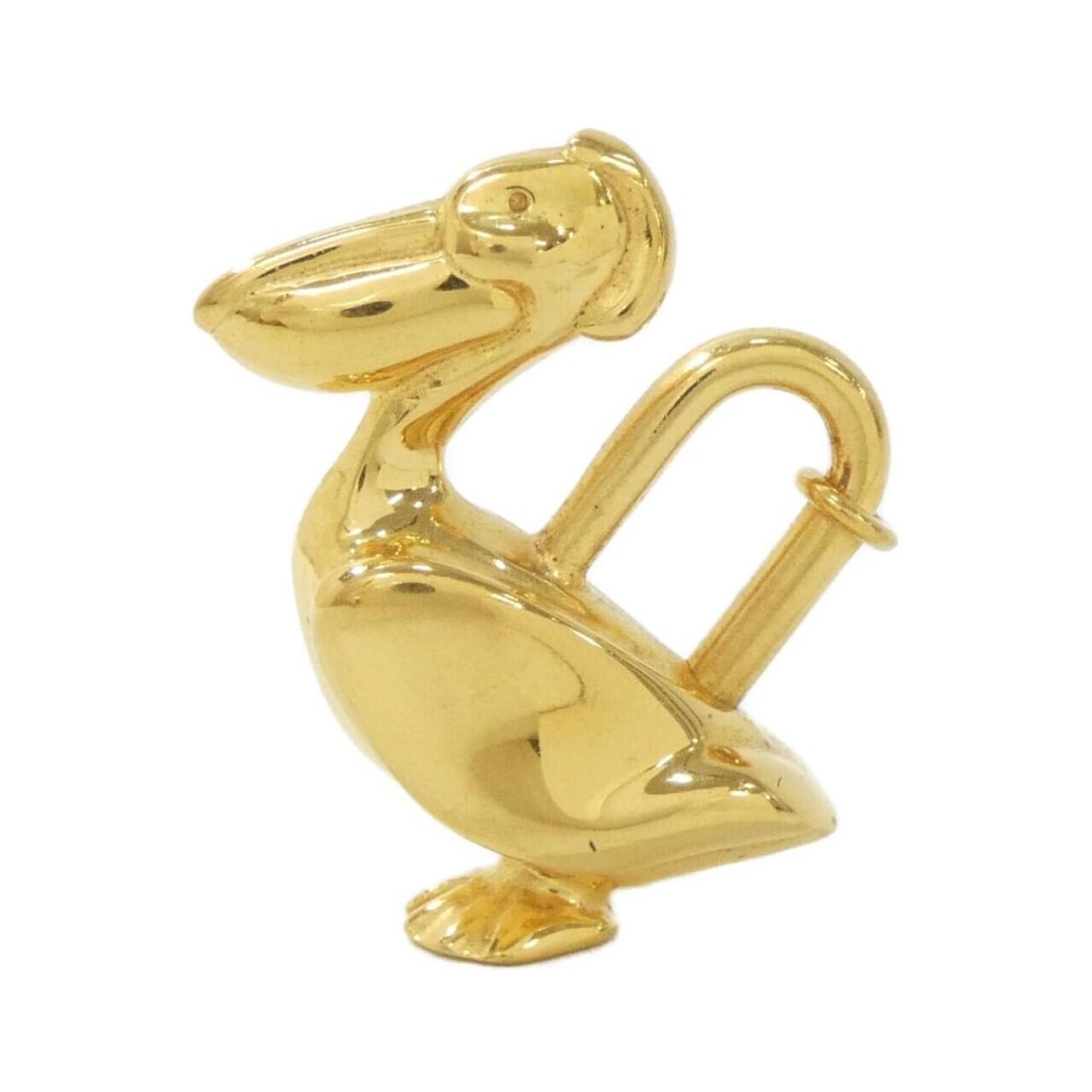 Hermes PELICAN padlock keychain: --- Catalog ---Category: DesignType: KeyringColor: GoldGender: Men,WomenCategory: GeneralBrand: Hermes--- Item List ---Section: ConditionRanking: Rank A Used - A few traces of usage, some scratches /