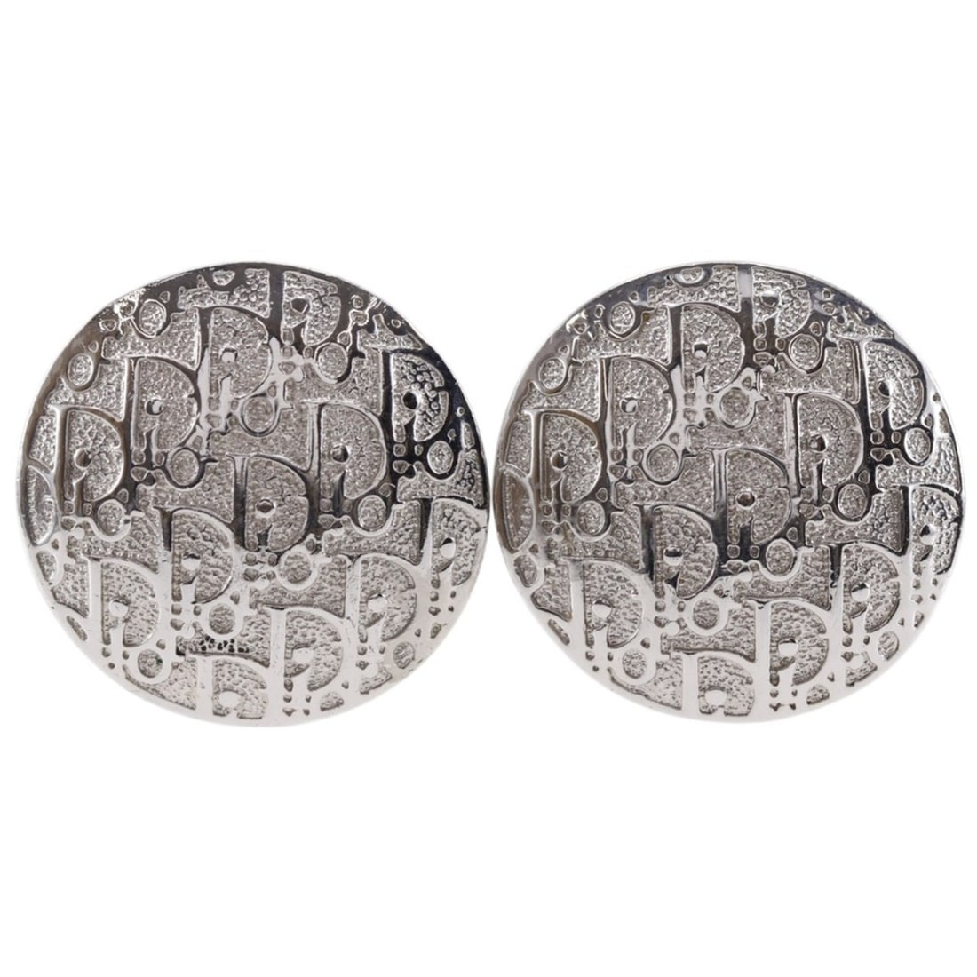 Christian Dior Trotter Earrings, Metal, Silver, Approx. 10.6g, Women's.: --- Catalog ---Category: SizeWeight: 10.6g / 0.37oz.Size (HxWxD): 22.00mm x 21.00mm / 0.87'' x 0.83''Category: DesignType: Clip earringsColor: SilverGender: WomenCategory: GeneralLine: TrotterBrand:
