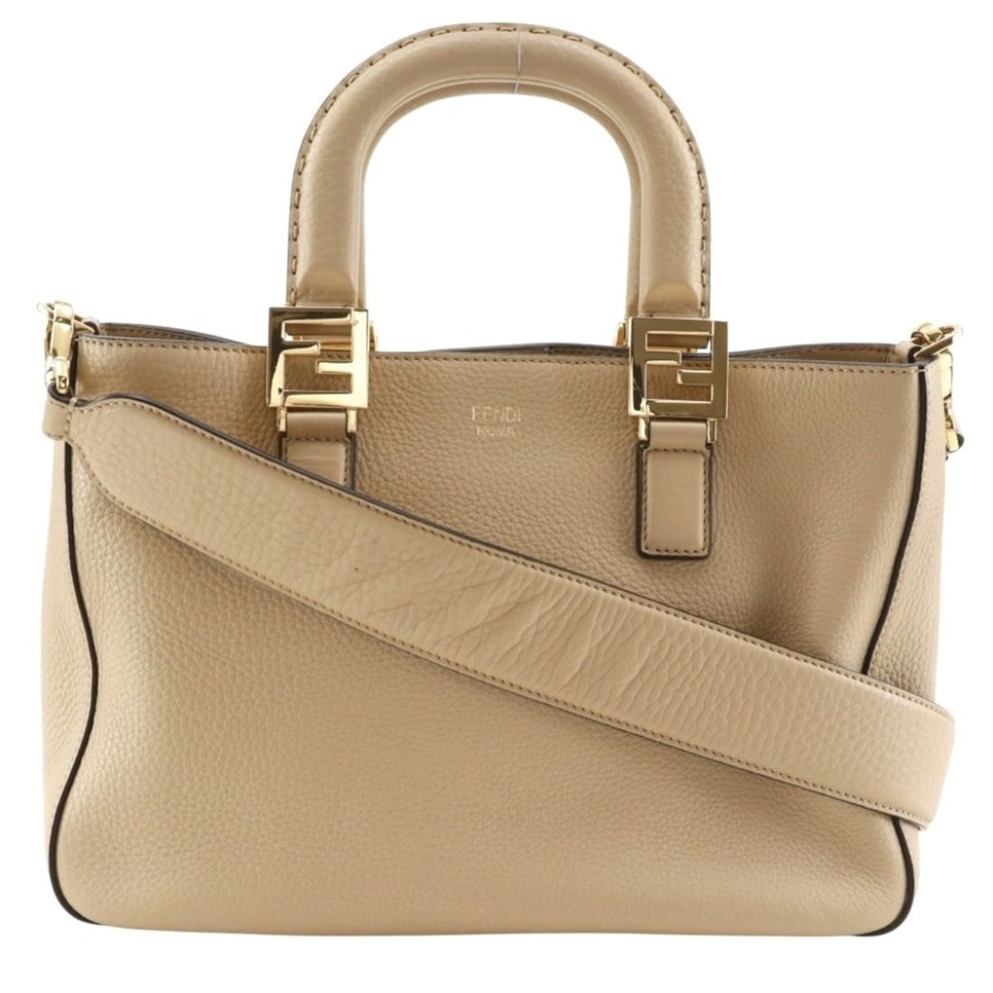 Fendi FF Tote Small Handbag 2-Way Shoulder Bag 8BH367 Calfskin Beige 2-way A5 Magnetic Closure: --- Catalog ---Category: SizeWeight: 960g / 2.11lb.Strap Drop: 48cm / 18.89''Handle Drop: 9.50cm / 3.74''Size (HxWxD): 20cm x 30cm x 11cm / 7.87'' x 11.81'' x 4.33''Category: DesignType: Handbag,