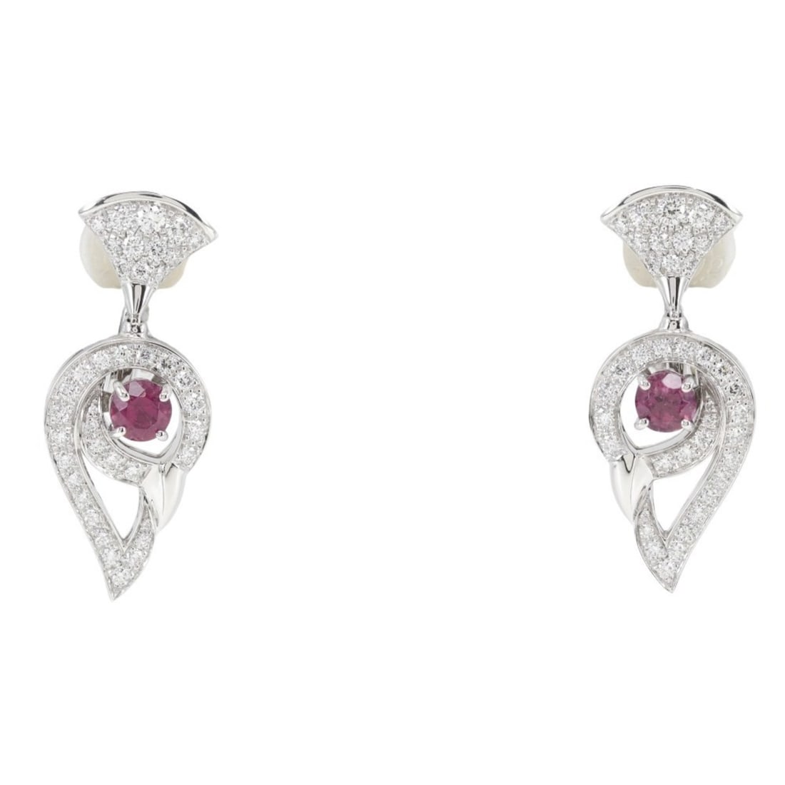 Bvlgari Bulgari Diva Dream Earrings, 18K White Gold x Rubellite Tourmaline Diamond, Made in Italy,: --- Catalog ---Category: SizeWeight: 14.4g / 0.5oz.Size (HxWxD): 30.00mm x 12.00mm / 1.18'' x 0.47''Category: DesignType: Clip earringsStone: DiamondGender: WomenMaterial: White gold (18K)Category: Ge