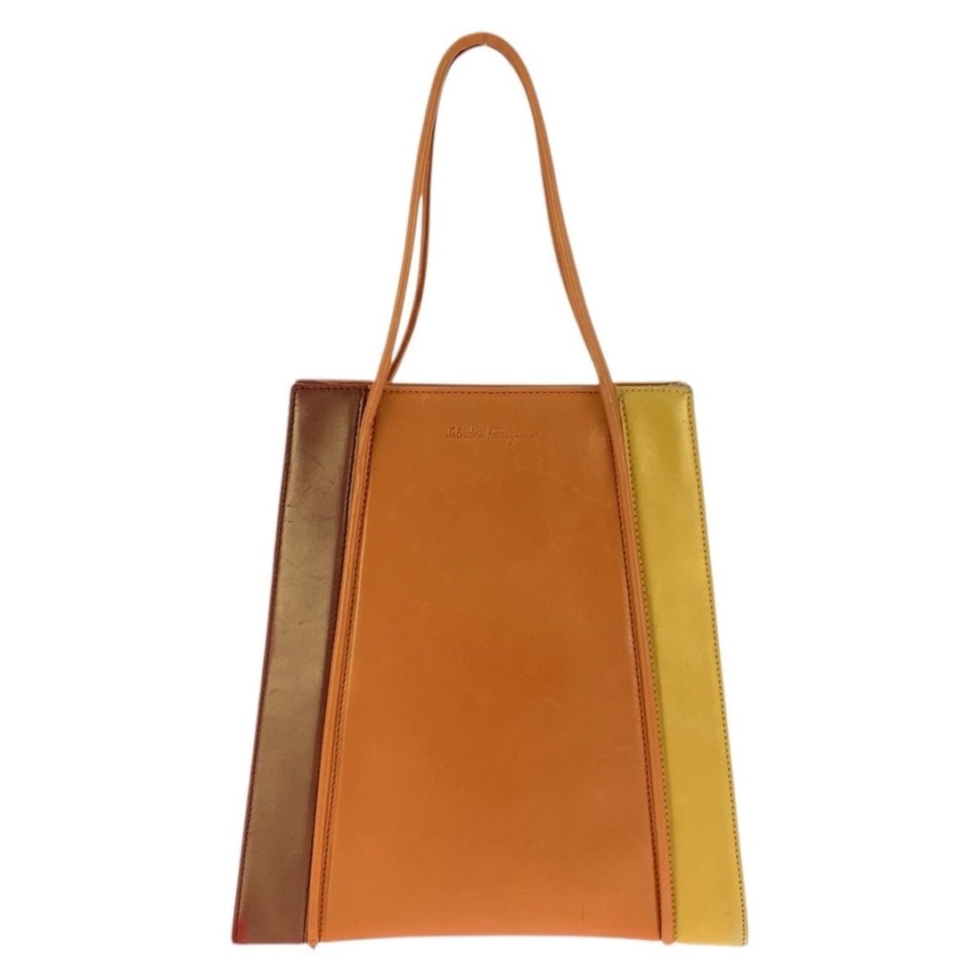 Salvatore Ferragamo Vintage Orange Leather Handbag E21 9291 for Women: --- Catalog ---Category: SizeSize (HxWxD): 23.5cm x 21.5cm x 8cm / 9.25'' x 8.46'' x 3.14''Category: DesignType: HandbagColor: OrangeGender: WomenMaterial: Leather Category: GeneralMPN: E21 9291Brand: