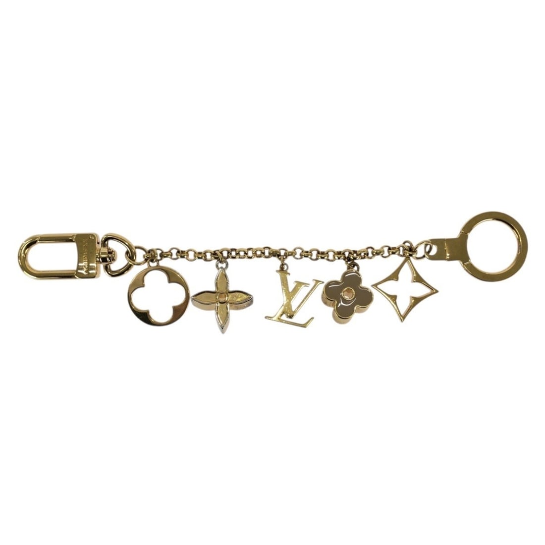 LOUIS VUITTON Fleur de Monogram Gold Metal M65111 Keychain Accessory Bag Charm for Women (1 of 11)