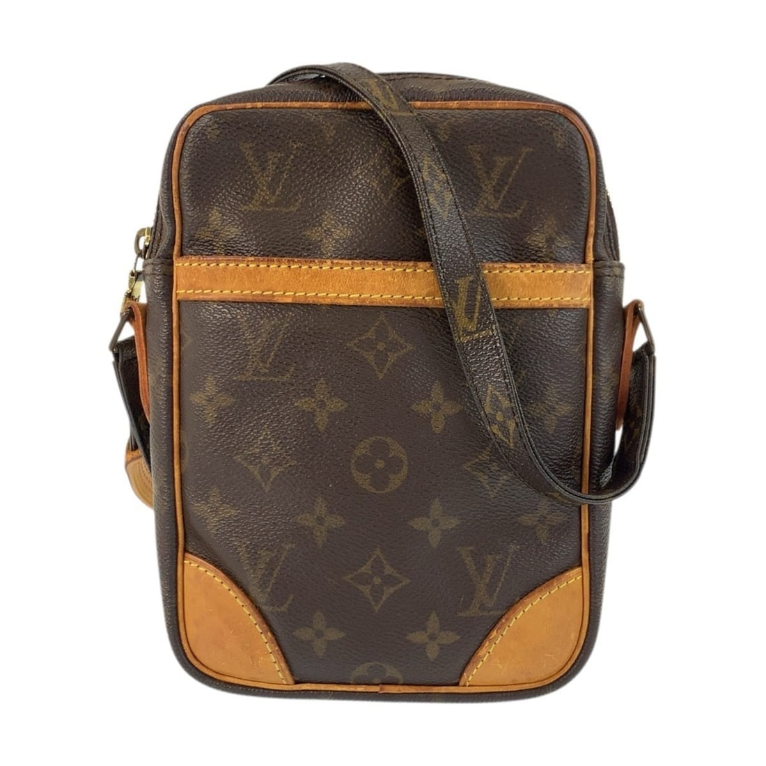 LOUIS VUITTON Louis Vuitton Monogram Danube Brown Gold Hardware Leather Shoulder Bag Pouch Women's (1 of 10)