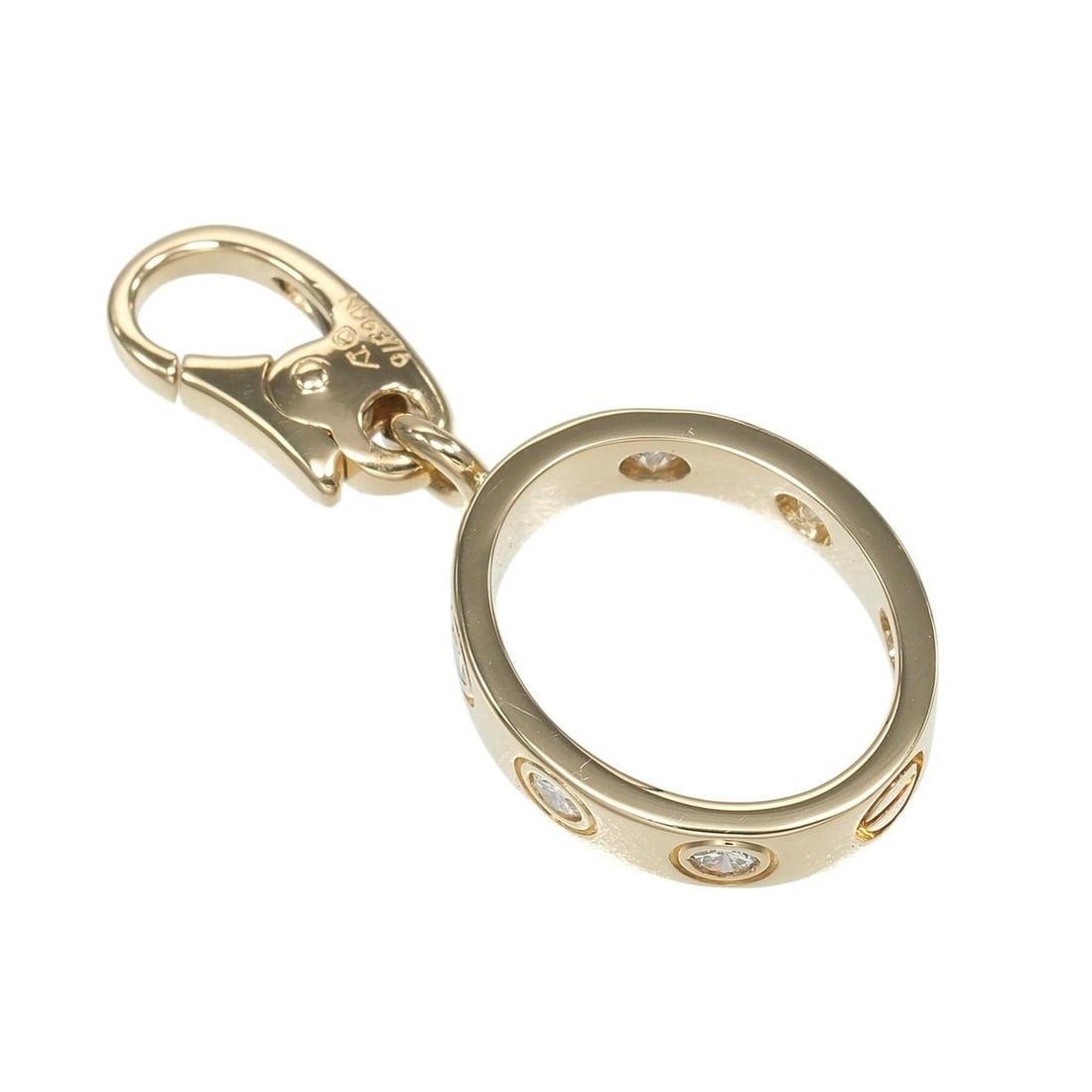 Cartier Love Charm Pendant Top, 18K Yellow Gold with Diamonds, Approx. 2.63g.: --- Catalog ---Category: SizeWeight: 2.63g / 0.09oz.Pendant Size: 25.85mm x 11.5mm / 1.01'' x 0.45''Category: DesignStone: DiamondGender: WomenMaterial: Yellow gold (18K)Pendant Type: PendantNecklace