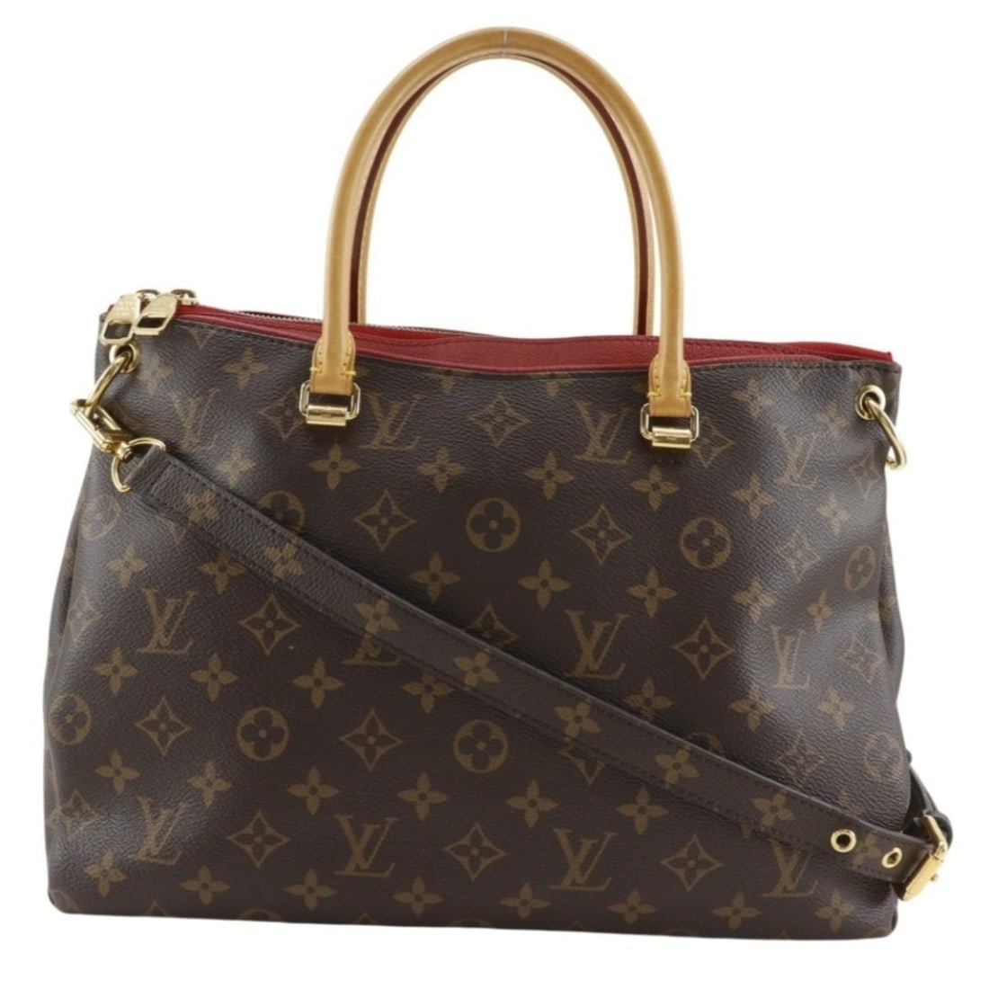 Louis Vuitton Pallas Handbag 2-Way Shoulder Bag M41175 Monogram Canvas Cerise 2016 Brown SP1126 (1 of 20)