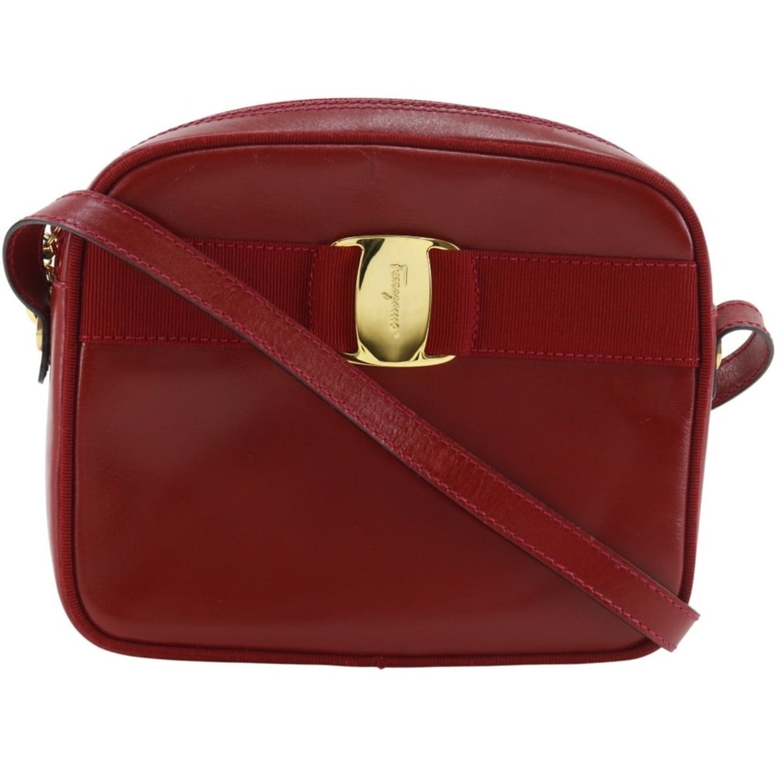 Salvatore Ferragamo Vala Shoulder Bag D21 3096 Calfskin Red Women's (1 of 11)