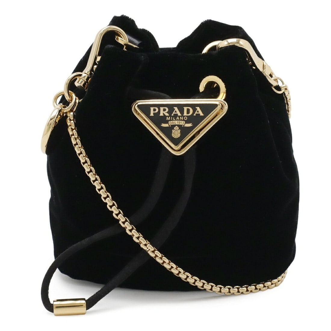 PRADA Triangle Velvet Mini Pouch Multi-Pouch Chain Shoulder Bag NERO Black 1NR016 (1 of 12)